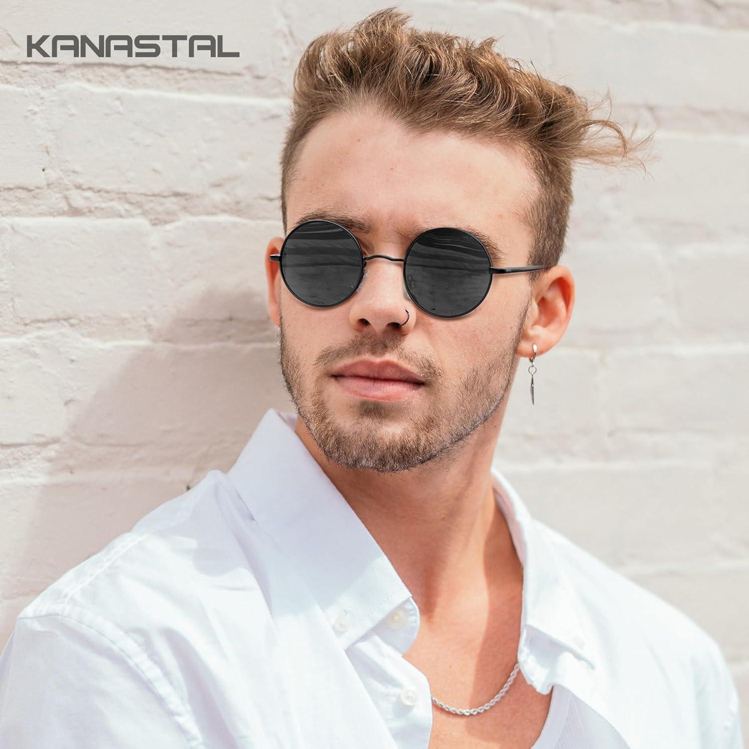 Gafas de sol redondas polarizadas KANASTAL UV400 para hombres
