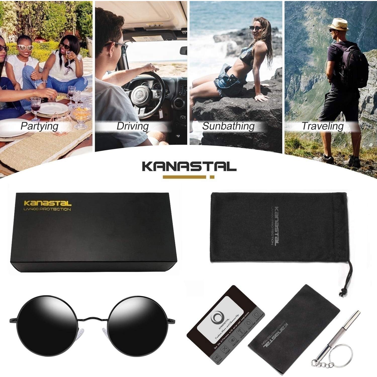 Gafas de sol redondas polarizadas KANASTAL UV400 para hombres