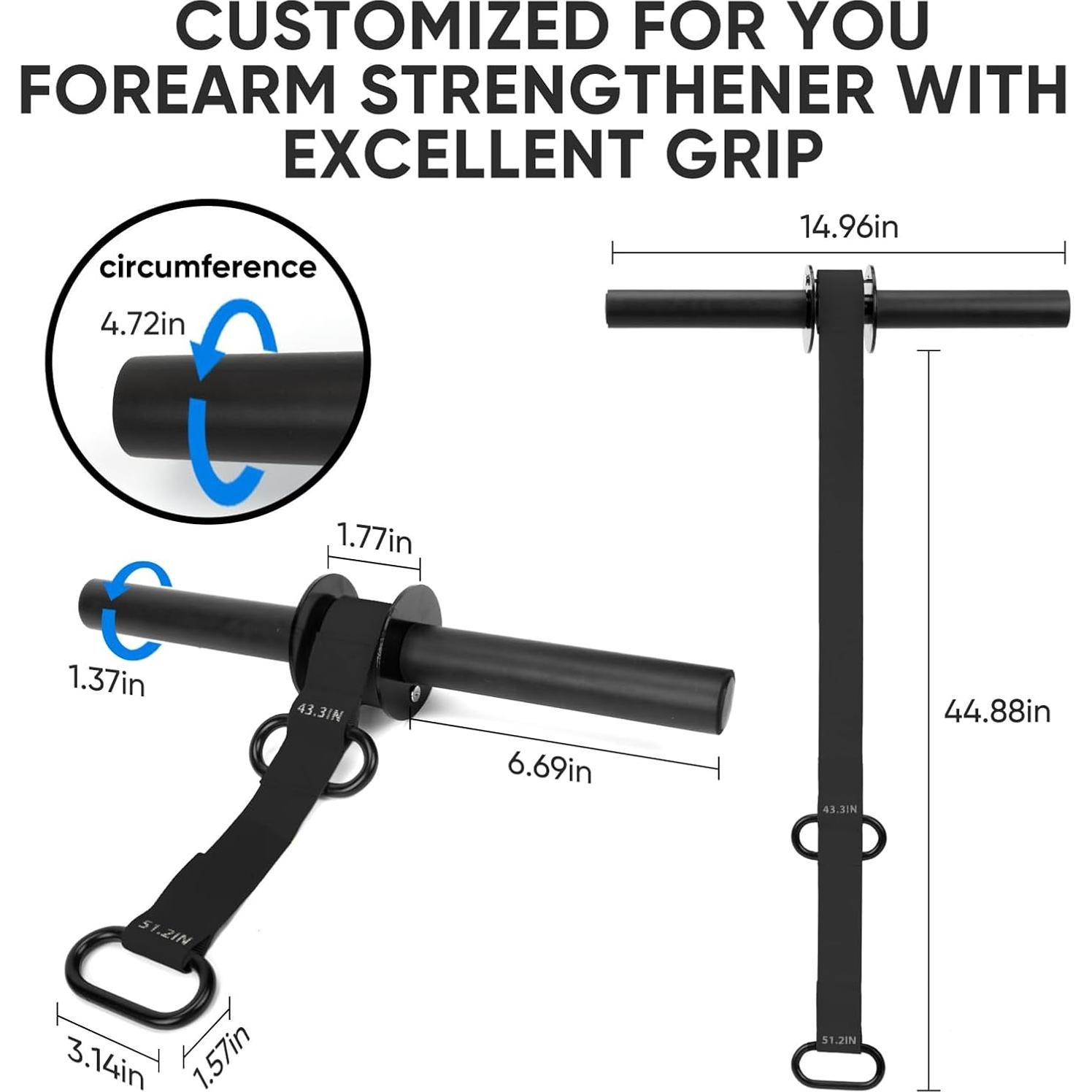 Fortalecedor de Antebrazo RIQIGA con Rodillo de Muñeca 130 cm