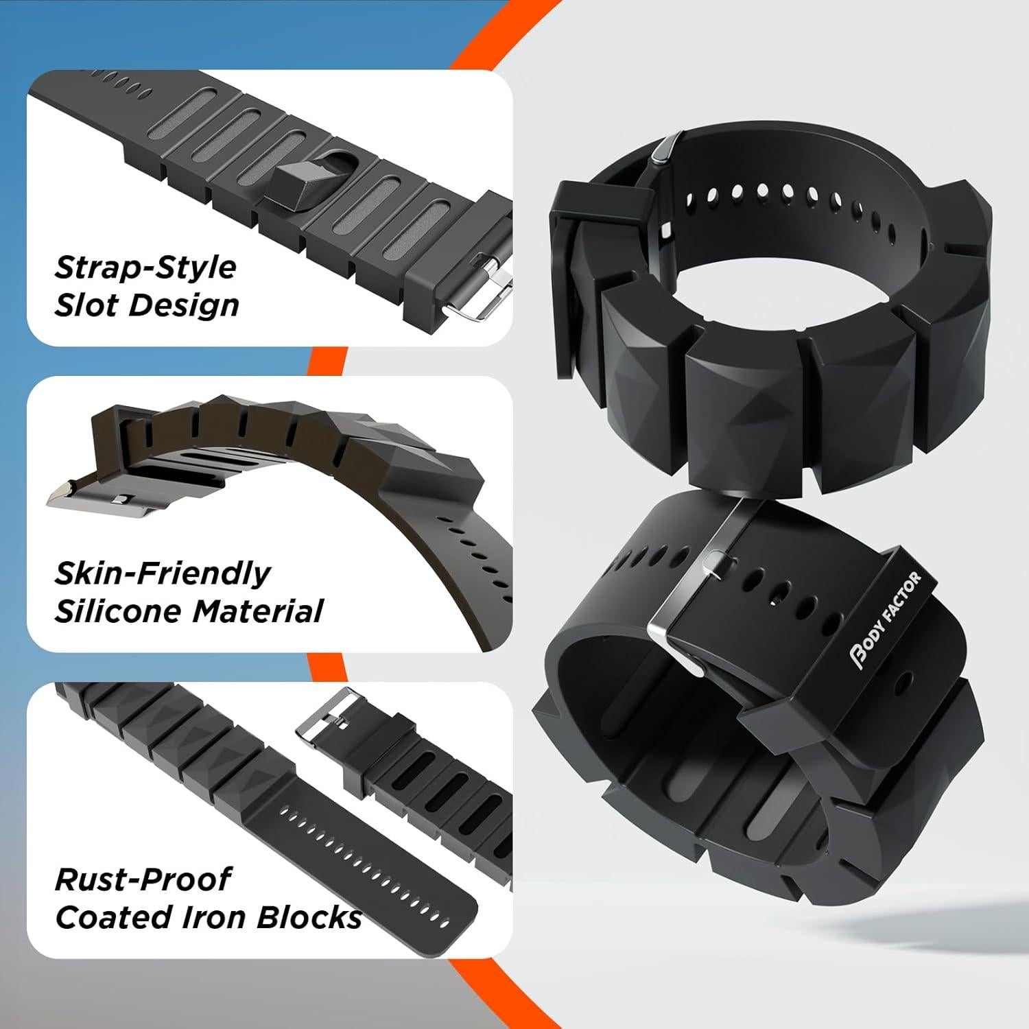 Pesas de Muñeca Ajustables Body Factor 0.45 kg - Silicona Impermeable