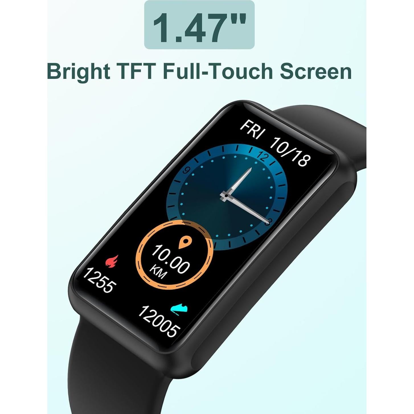 Reloj de Fitness HUAKUA S2 IP68 Pantalla Táctil 1.47" Negro