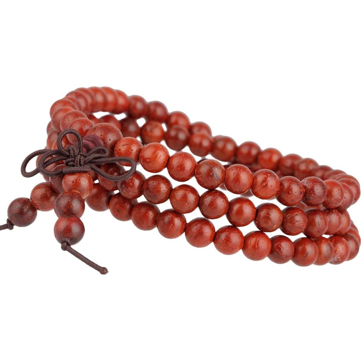 Pulsera Mala Budista Tibetana SUNYIK 108 Cuentas Madera Natural