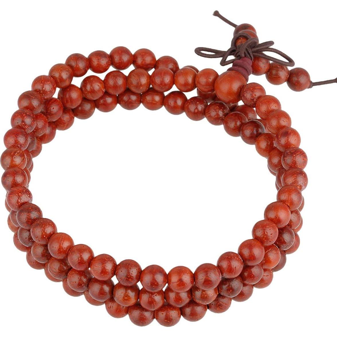 Pulsera Mala Budista Tibetana SUNYIK 108 Cuentas Madera Natural