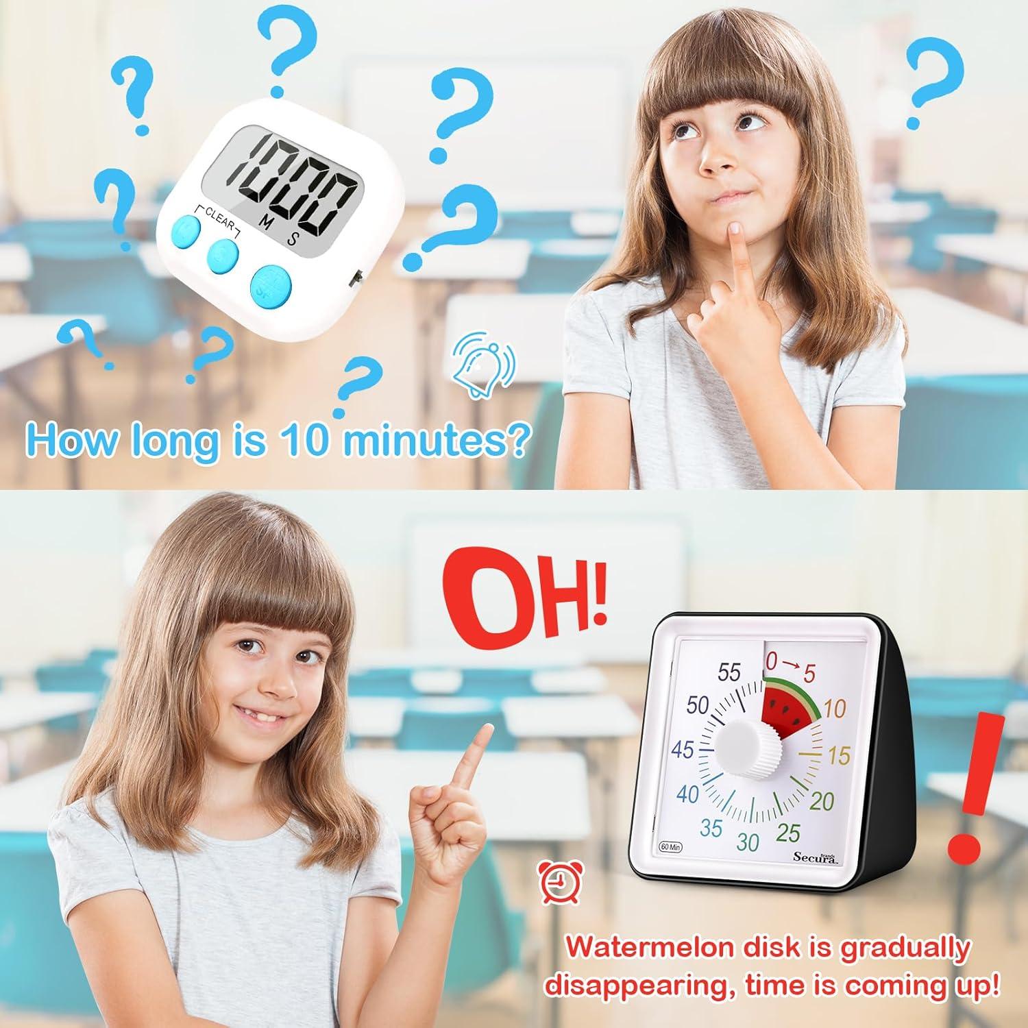 Temporizador Visual Secura de 60 Minutos para Aula y Cocina
