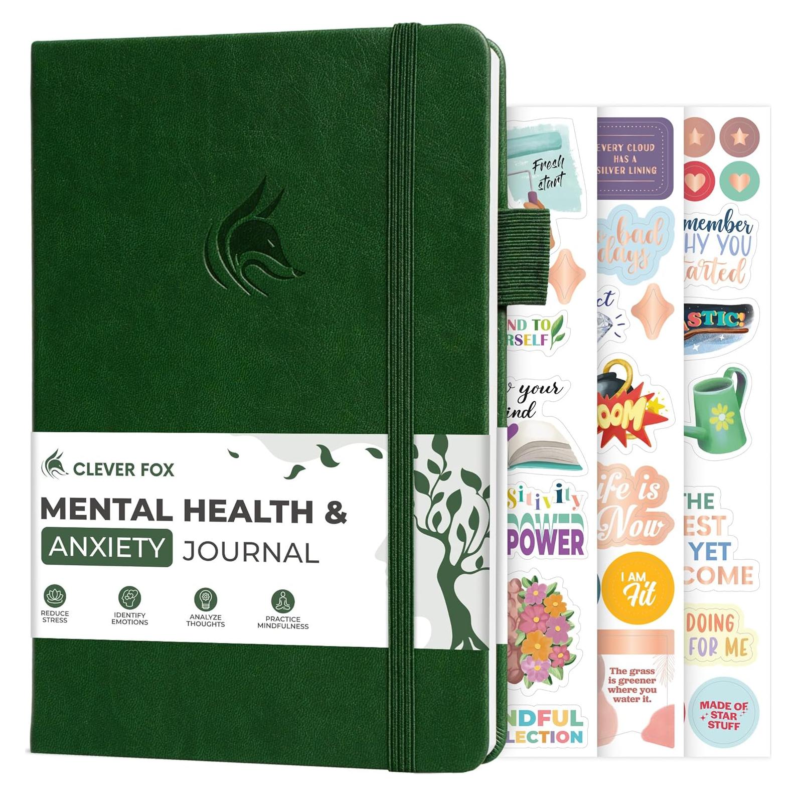 Diario de Salud Mental Clever Fox A5 Verde Bosque - CBT para Ansiedad