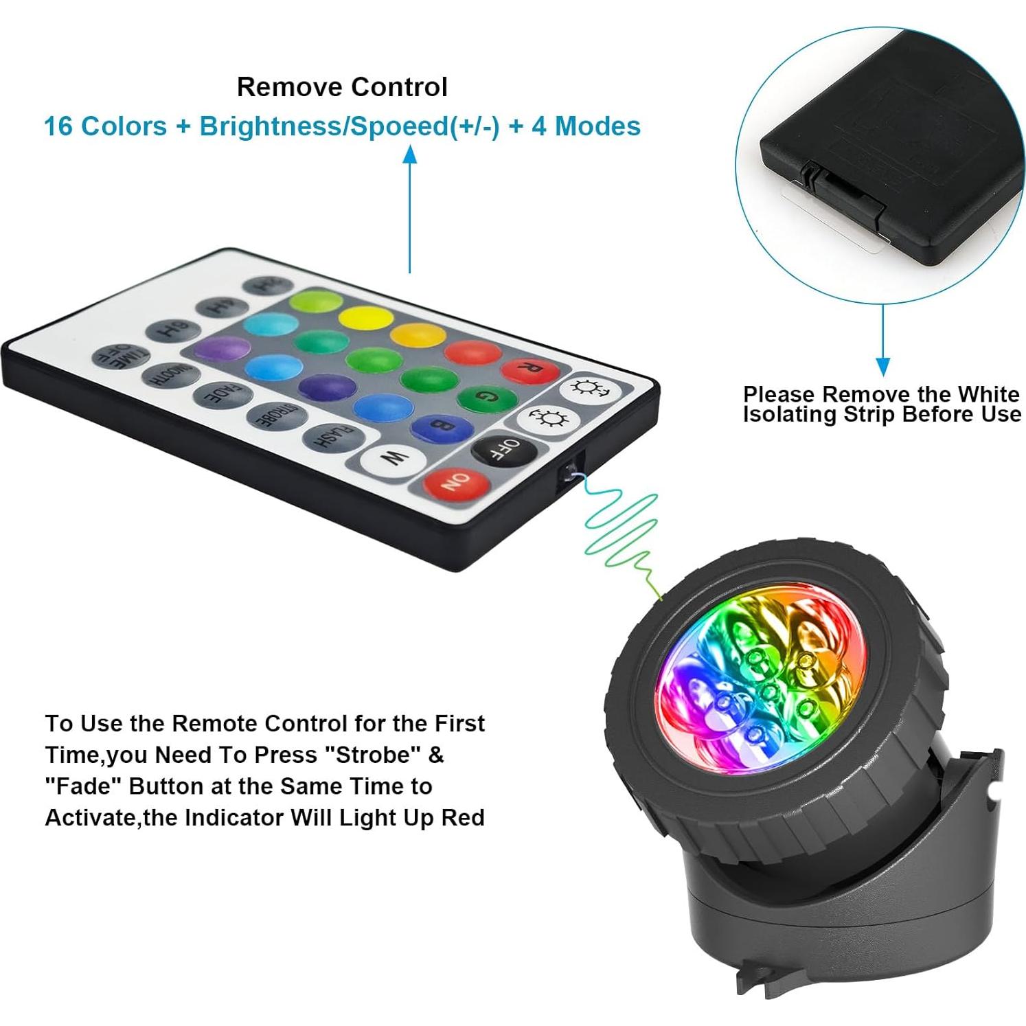 Luz de estanque sumergible T-SUN RGB con control remoto - 3 lámparas