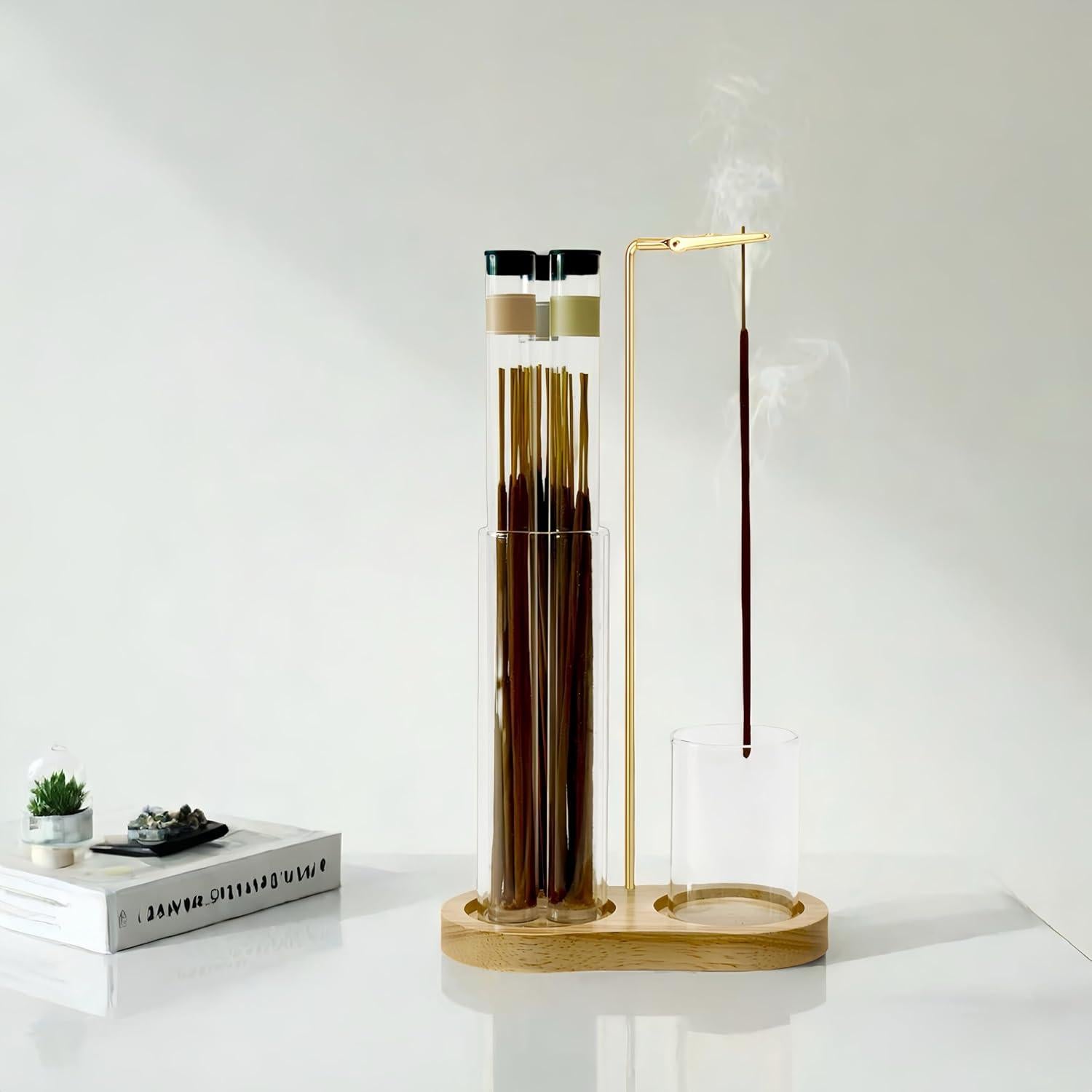 Soporte de Incienso Moocervi de Madera con Almacenamiento 15x7.5cm