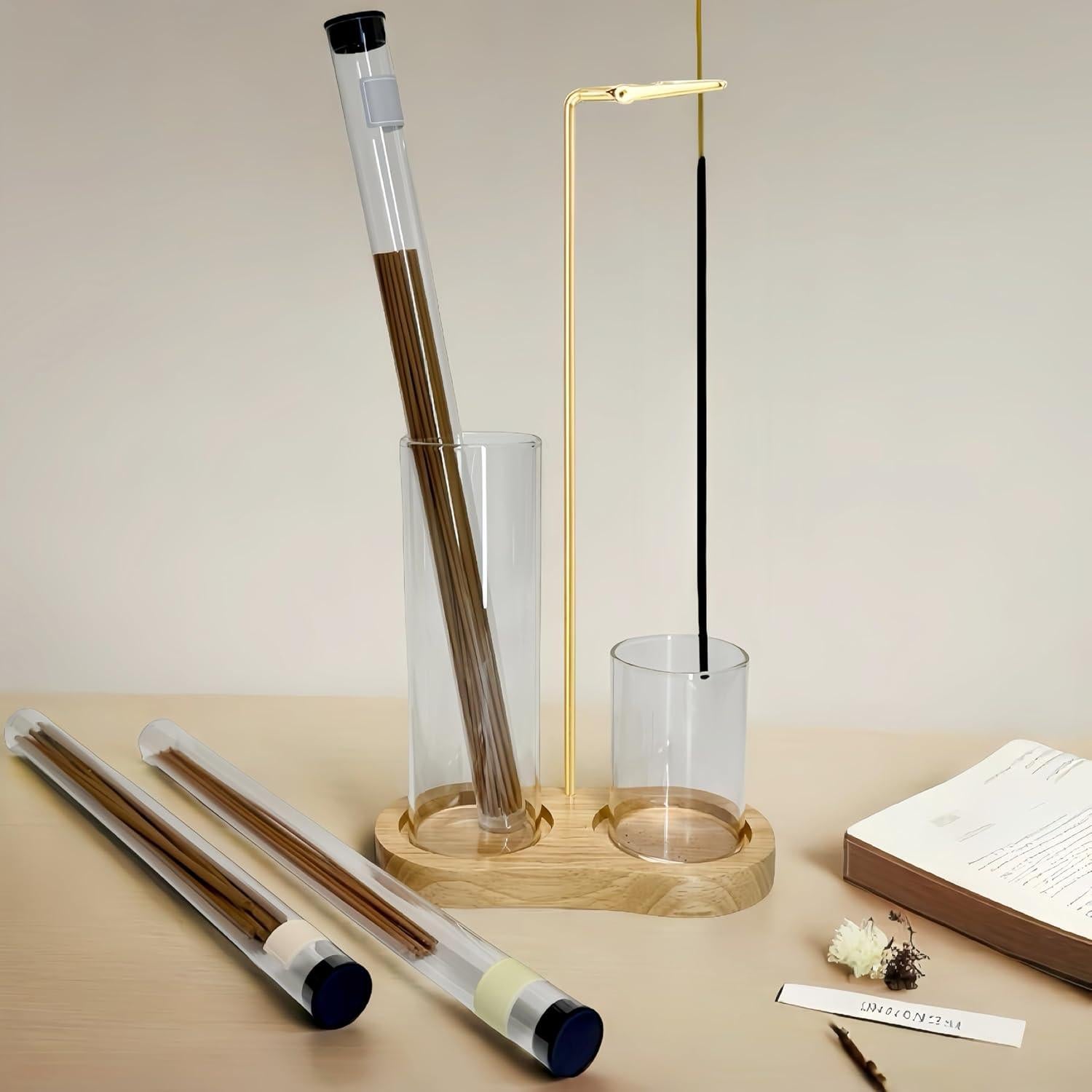 Soporte de Incienso Moocervi de Madera con Almacenamiento 15x7.5cm