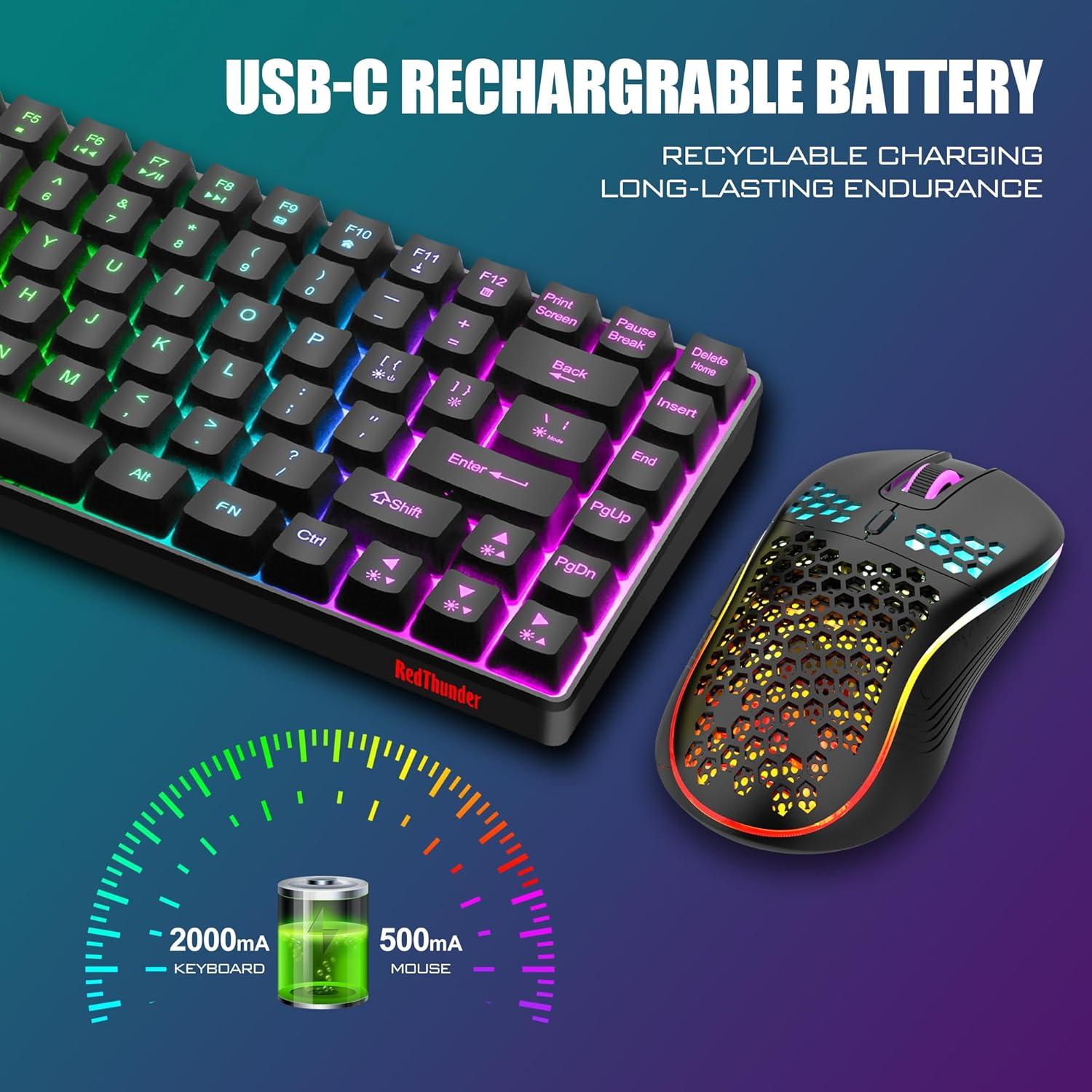 Combo Teclado y Ratón Inalámbrico RedThunder K84 TKL