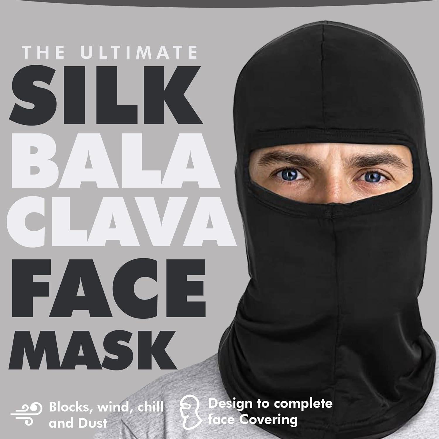 Mascarilla Balaclava de Seda Imitación Negra Unisex - Protección UV