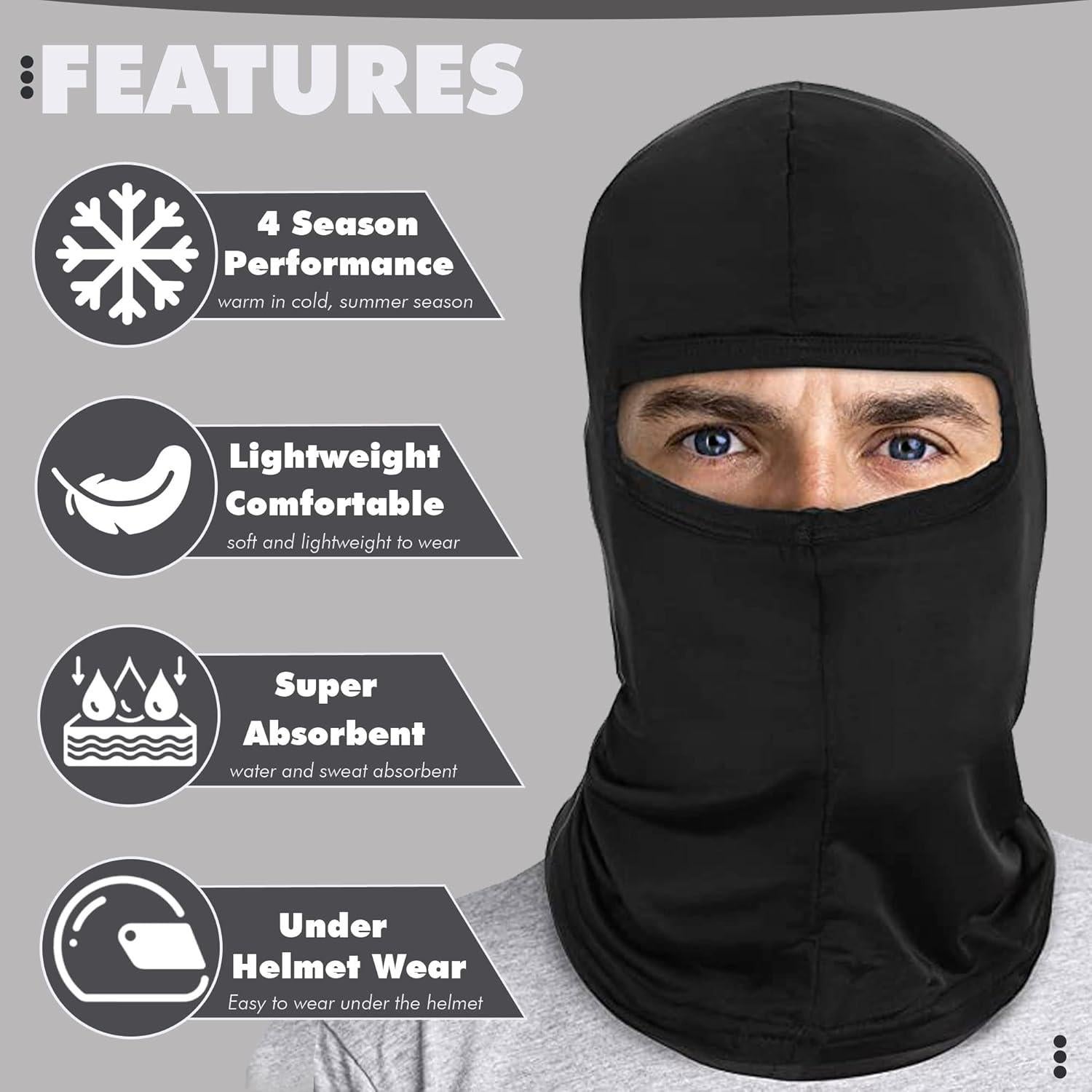 Mascarilla Balaclava de Seda Imitación Negra Unisex - Protección UV