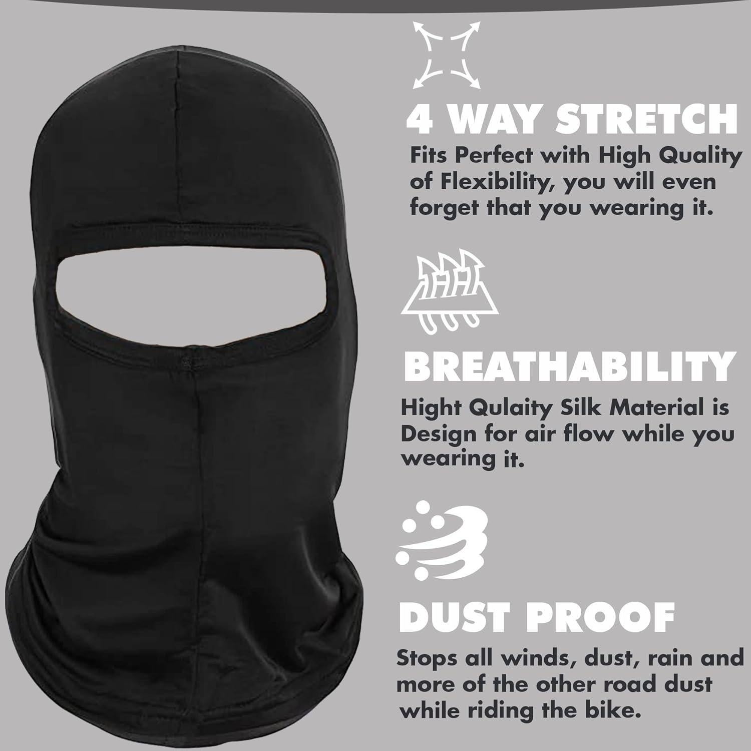 Mascarilla Balaclava de Seda Imitación Negra Unisex - Protección UV