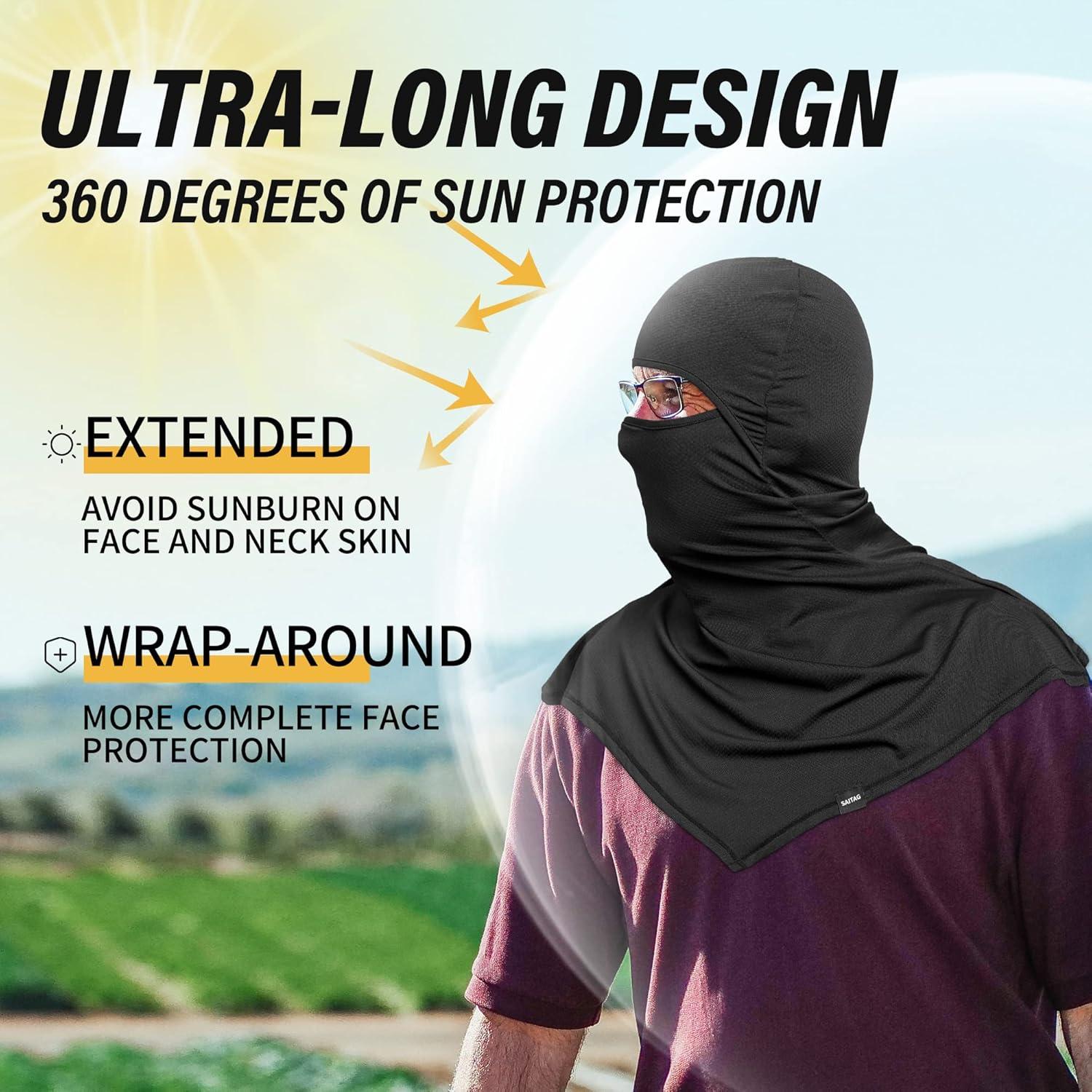 Balaclava de Protección Solar SAITAG para Motocicleta - Negra