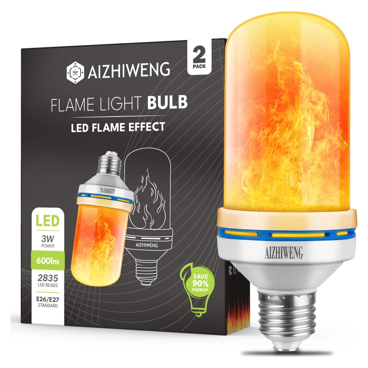 Bombillas LED de Llama Aizhiweng E26 2 Pcs - Efecto Realista