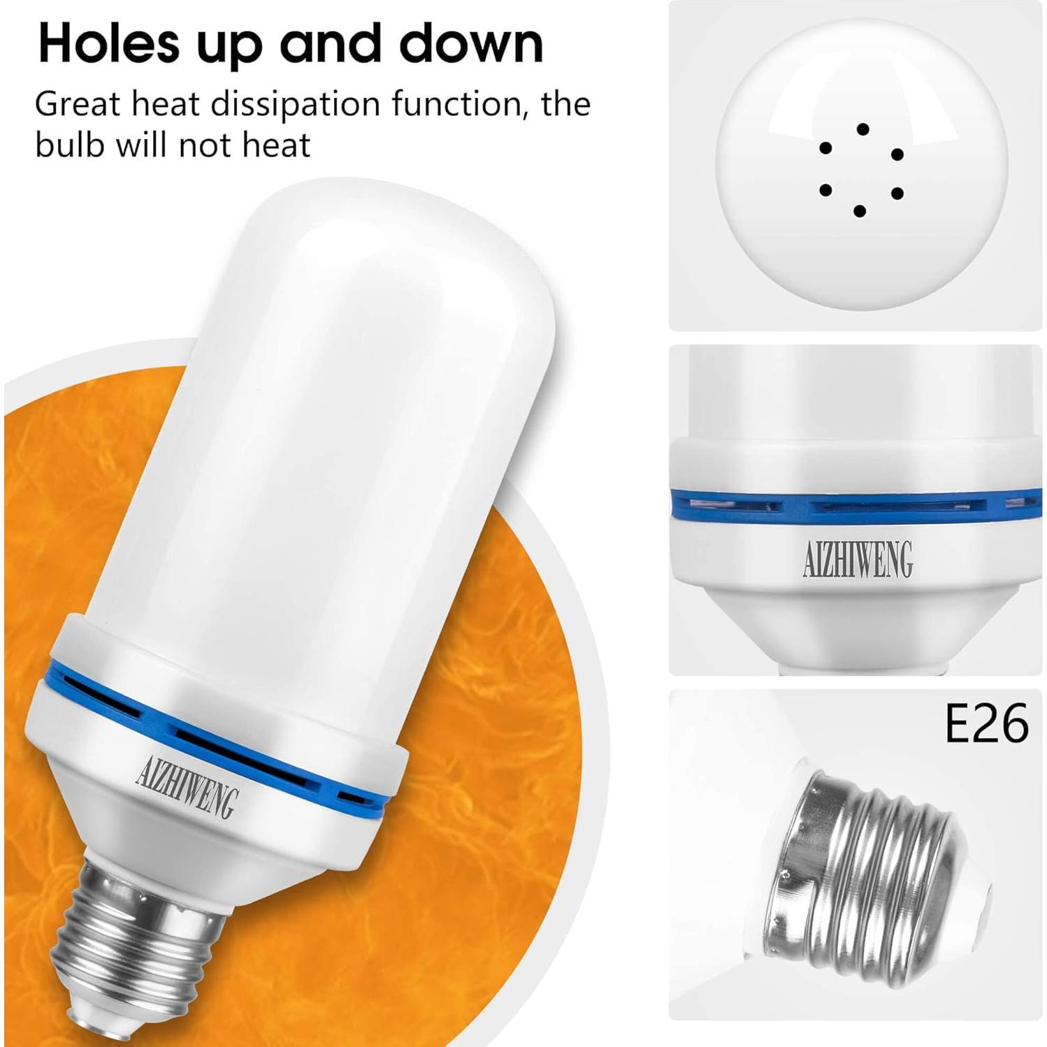 Bombillas LED de Llama Aizhiweng E26 2 Pcs - Efecto Realista