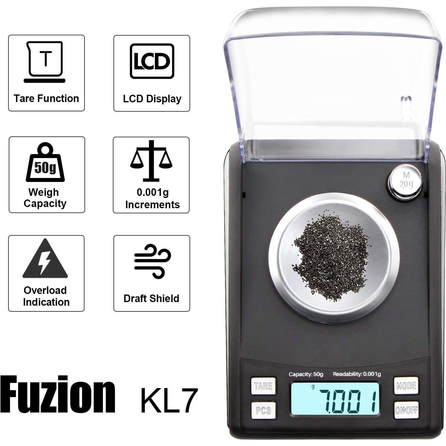 Báscula de Precisión Fuzion KL7 50g/0.001g con Accesorios