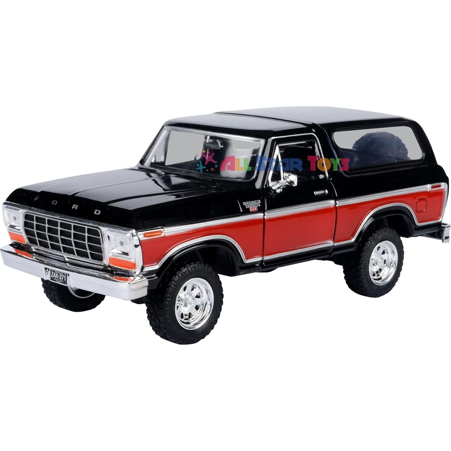 Modelo Diecast SUV Ford Bronco 1978 Motormax 1:24 Negro/Rojo