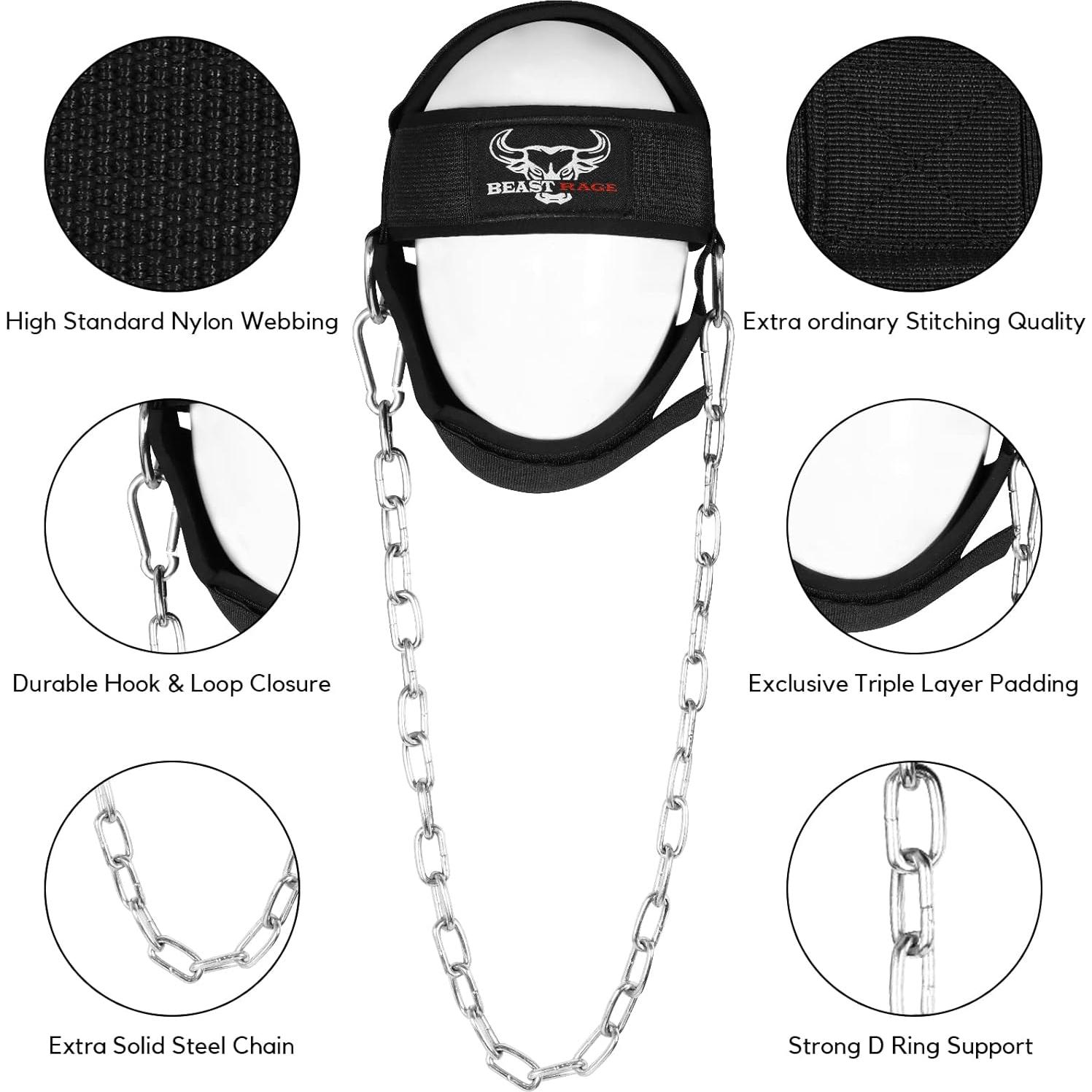Arnés para Cuello BEAST RAGE Ajustable con Cadena Acero 76.2 cm