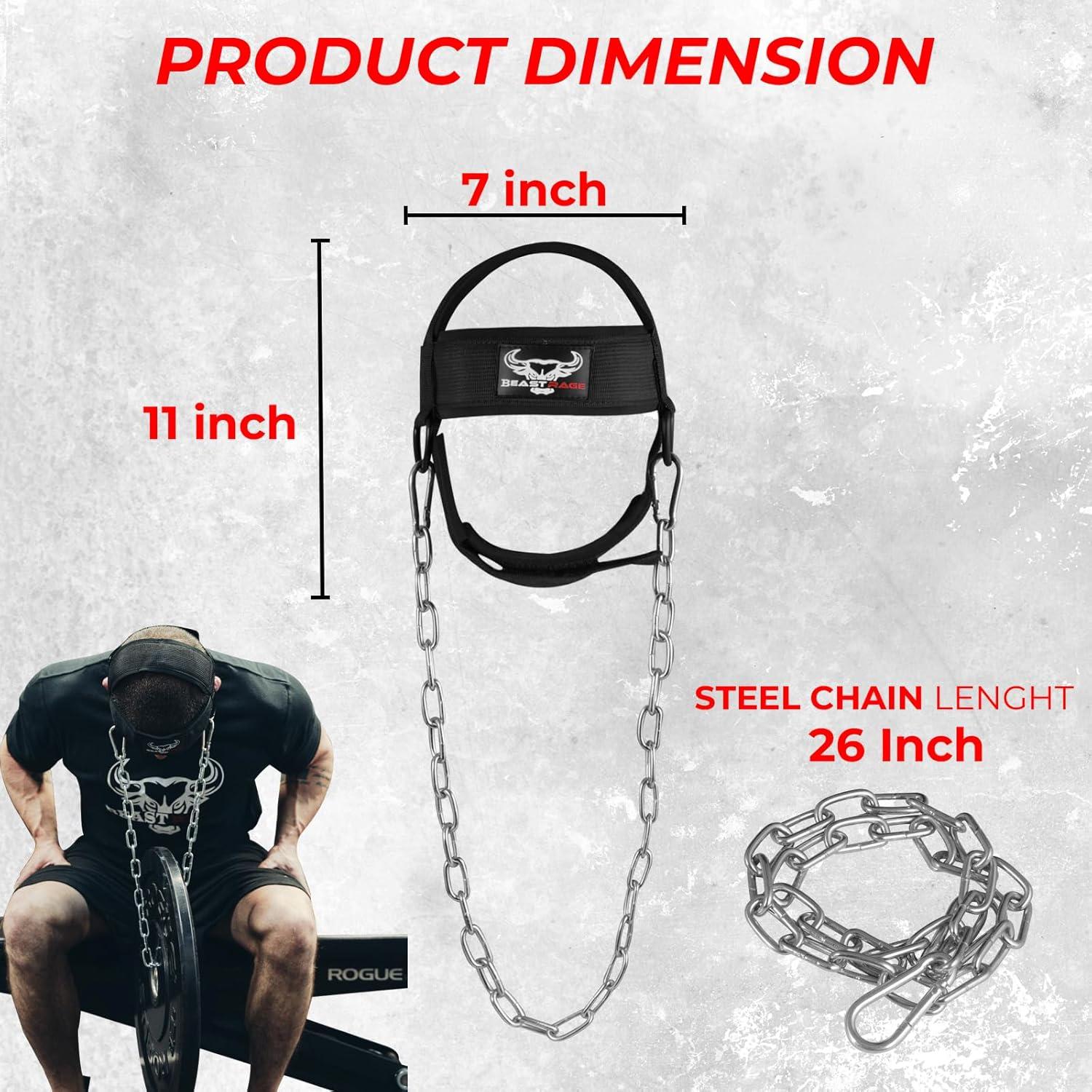 Arnés para Cuello BEAST RAGE Ajustable con Cadena Acero 76.2 cm