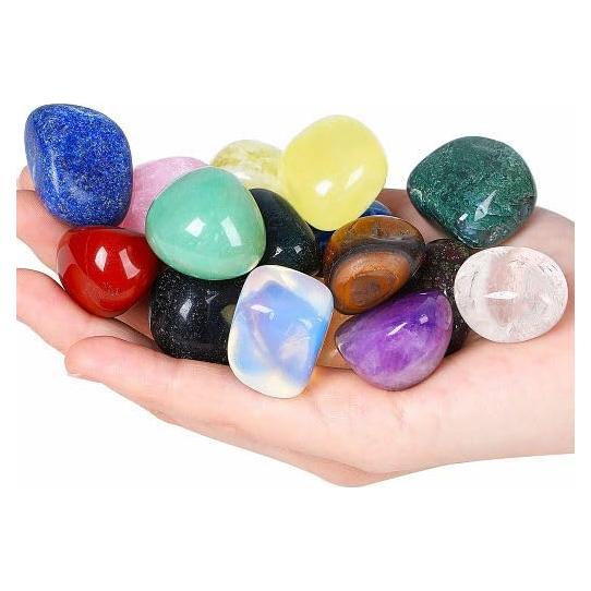 YATOJUZI 12PCS Natural Healing Crystals Mix Bulk Tumbled Polished Pocket Stones Crystal for Energy Reiki Tumbling Cabbing Balancing Decoration Home Decor Gemstones Meditation Therapy 100g