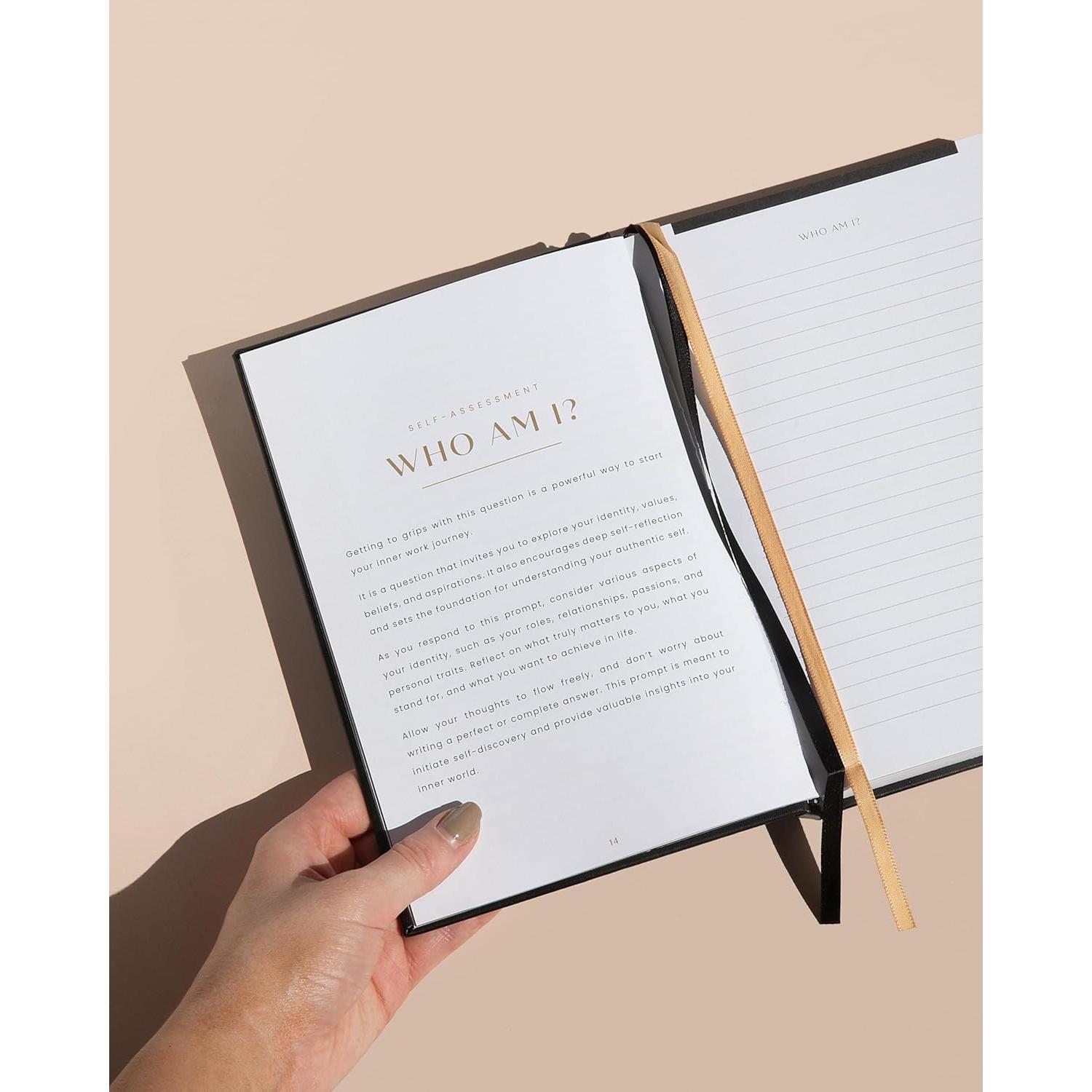 Diario de Salud Mental GLOW QUEST A5 Negro - Prompts Guiados