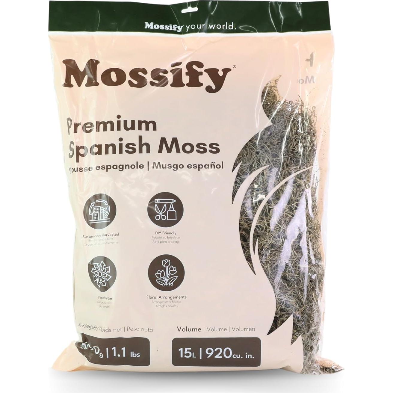 Musgo Español Natural Mossify 75g para Jardinería y Manualidades