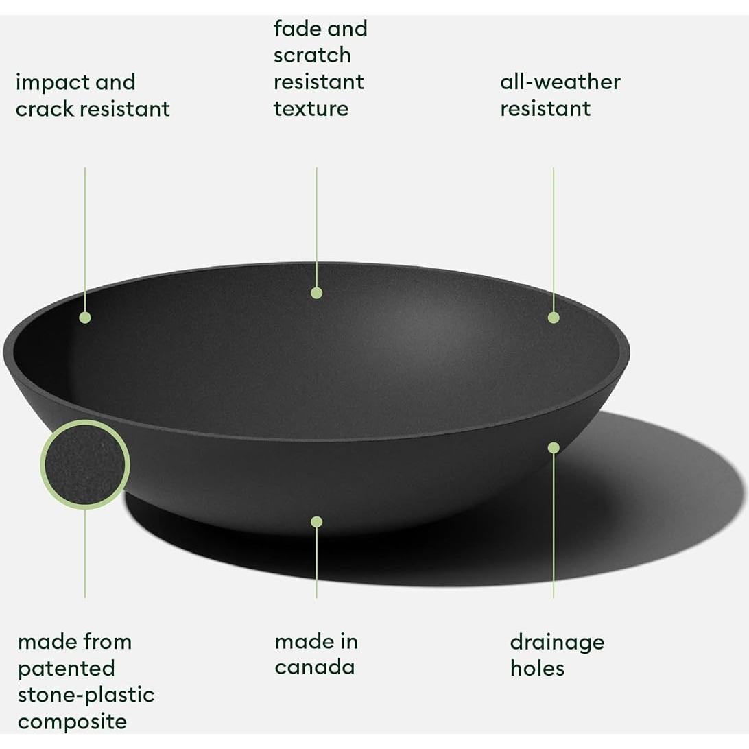 Maceta Veradek Lane Bowl 61 cm Redonda Negra para Exterior