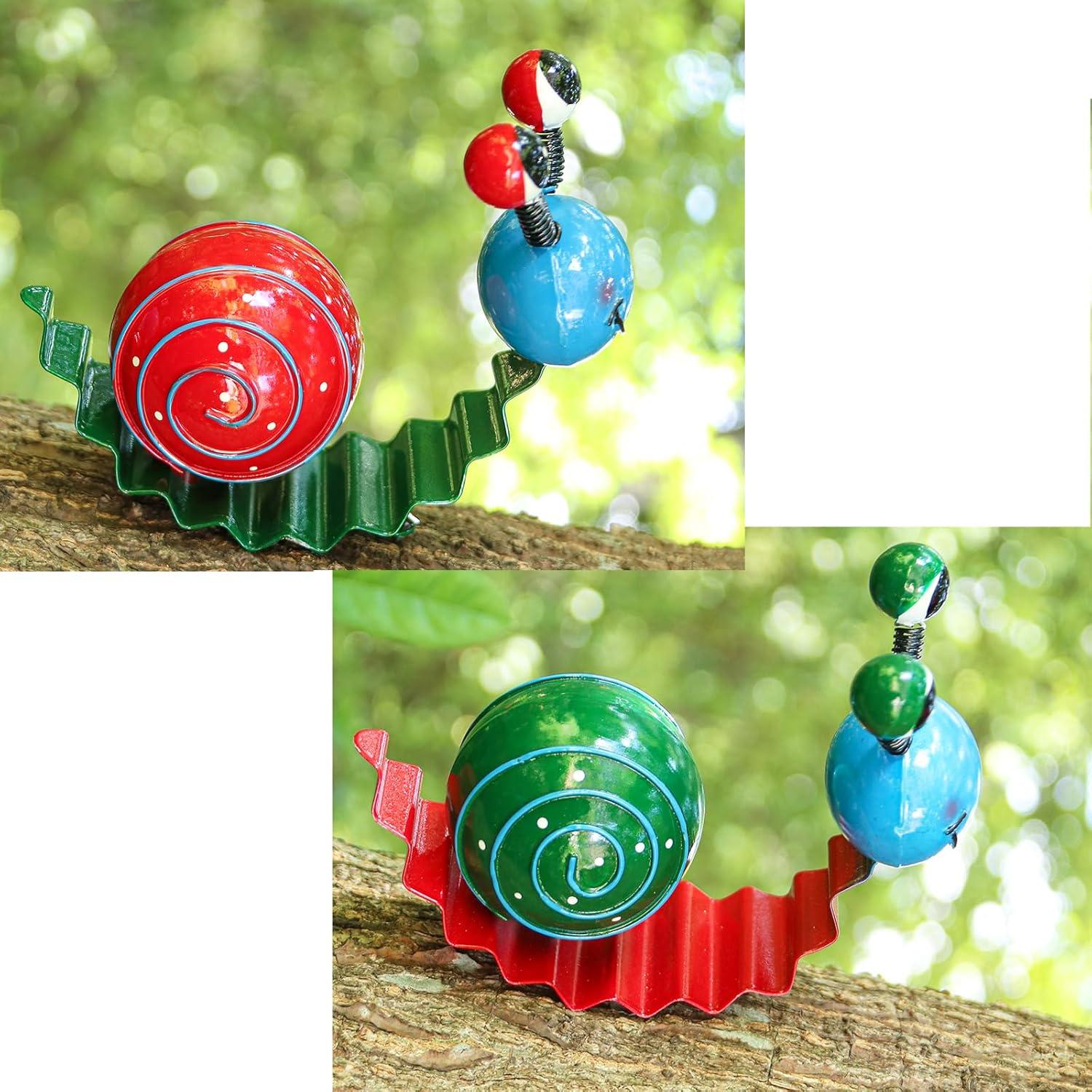 Decoración de Jardín Caracol Metal Set 2 Rojo Verde Cruis Cuka