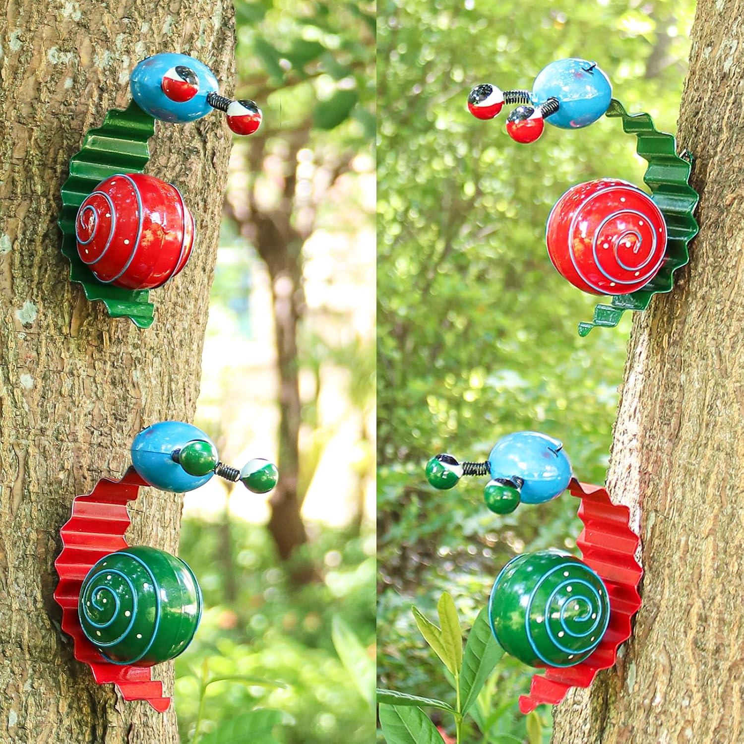 Decoración de Jardín Caracol Metal Set 2 Rojo Verde Cruis Cuka