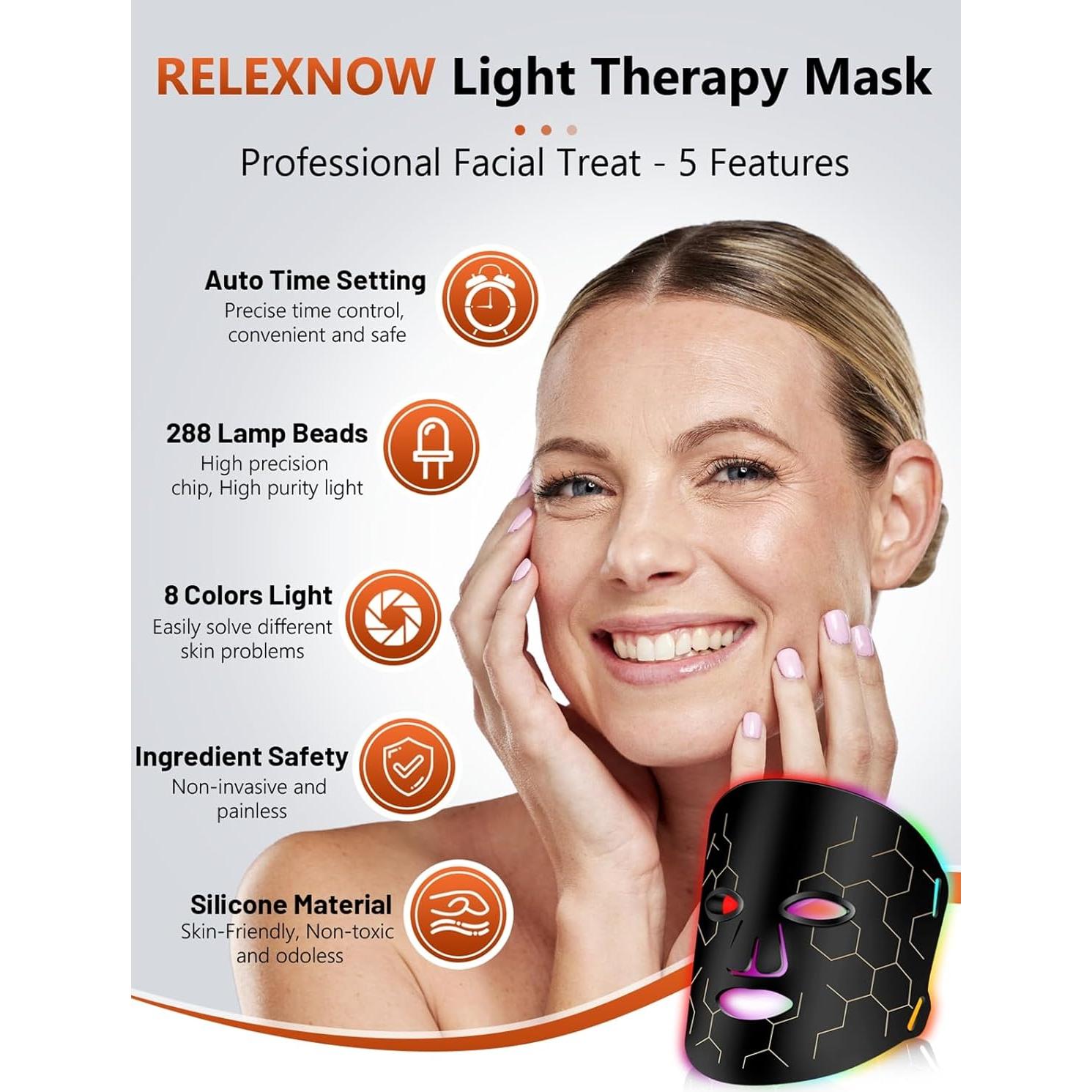 Máscara de Terapia de Luz Roja RELEXNOW 288 LED 850nm Portátil