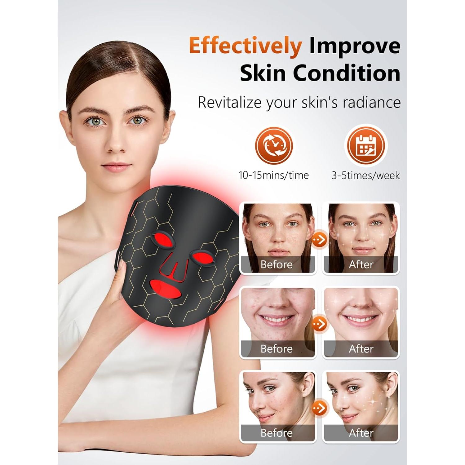 Máscara de Terapia de Luz Roja RELEXNOW 288 LED 850nm Portátil