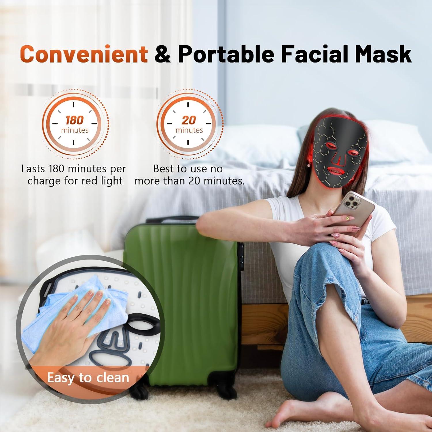 Máscara de Terapia de Luz Roja RELEXNOW 288 LED 850nm Portátil