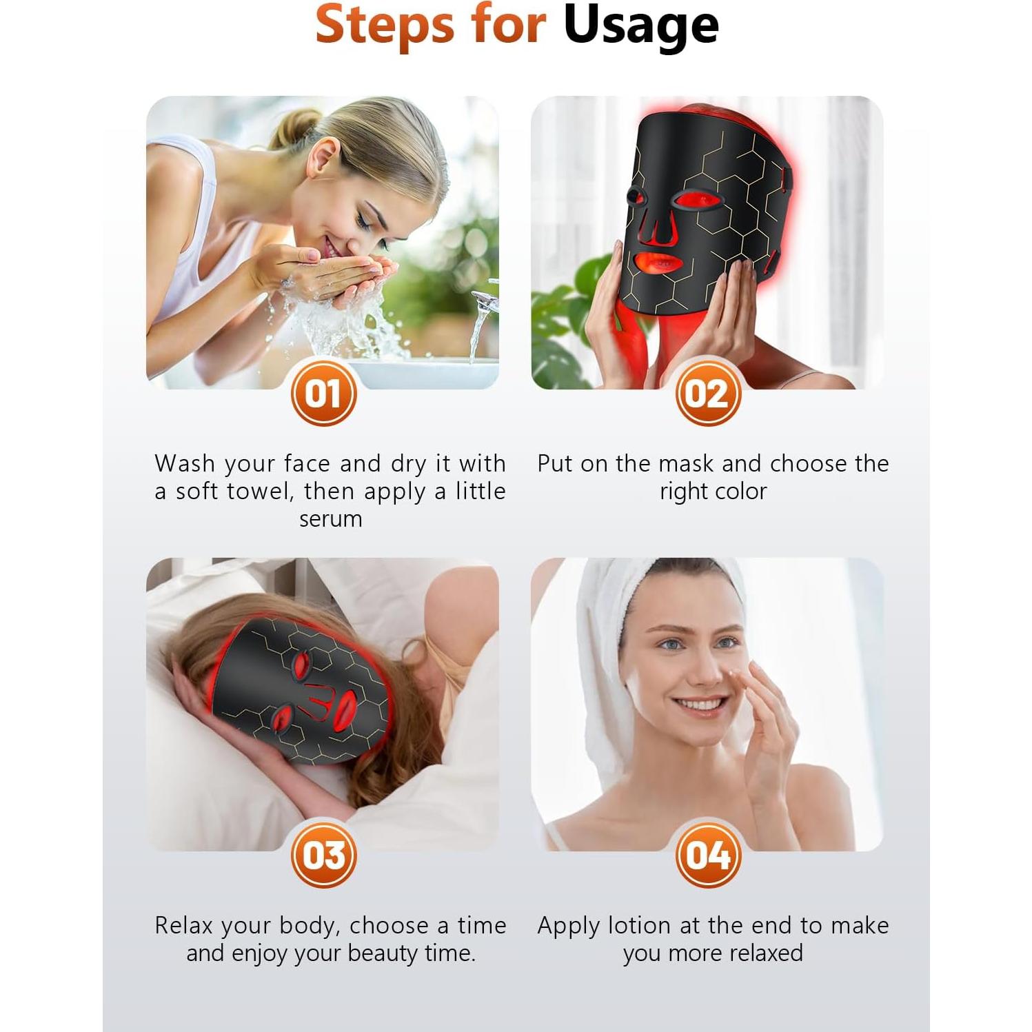 Máscara de Terapia de Luz Roja RELEXNOW 288 LED 850nm Portátil