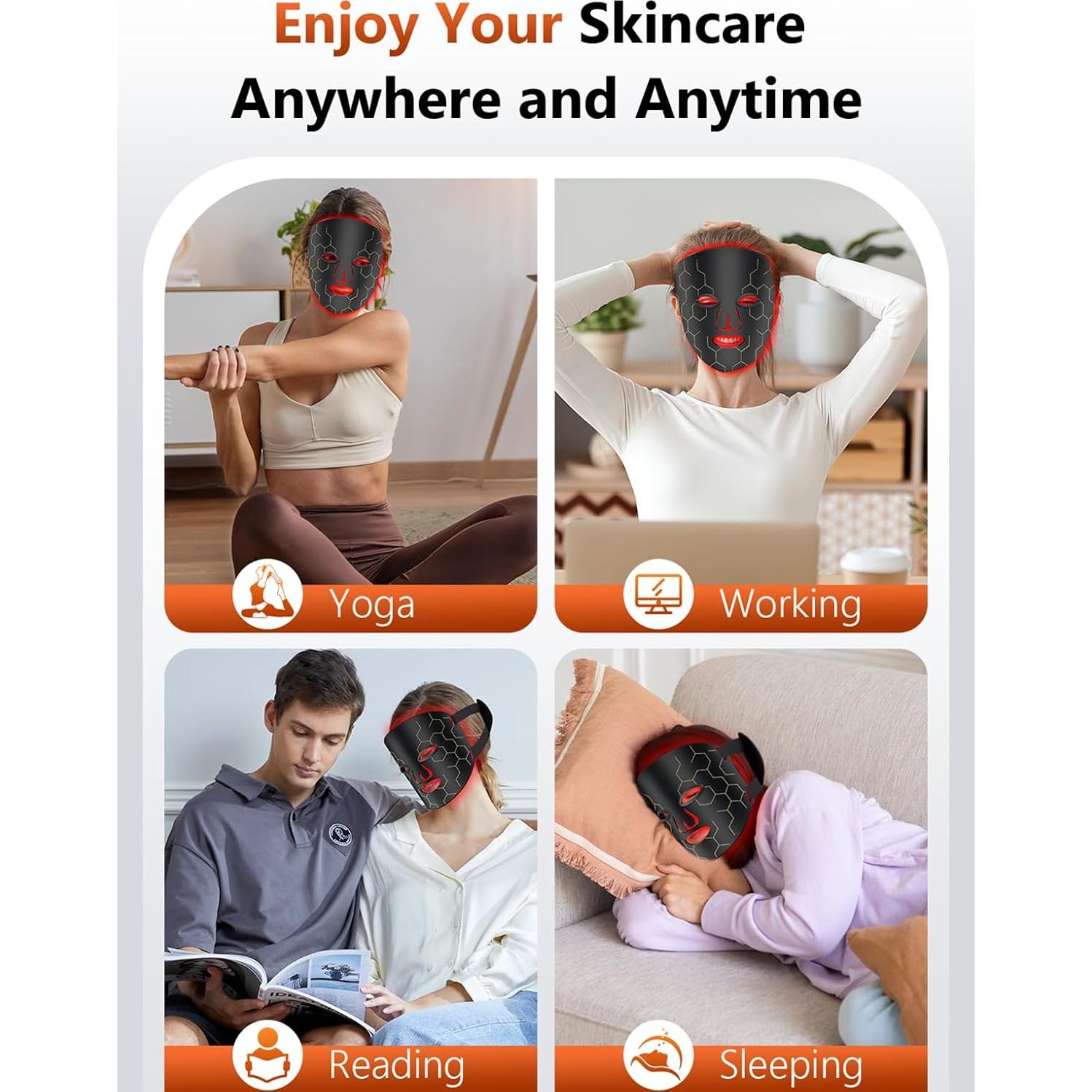 Máscara de Terapia de Luz Roja RELEXNOW 288 LED 850nm Portátil