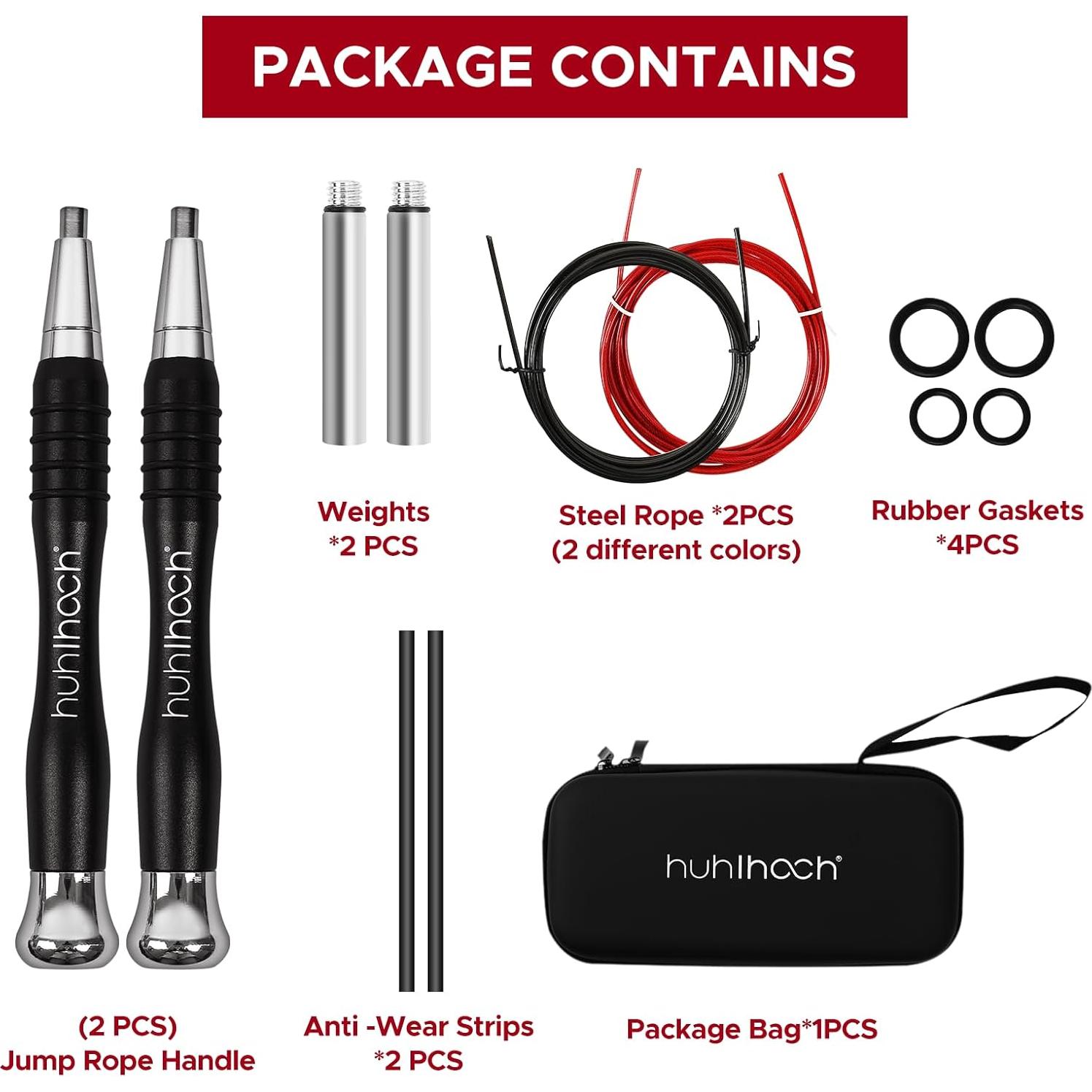 Cuerda de Salto Huhloch Ajustable con Peso y Diseño Ergonómico