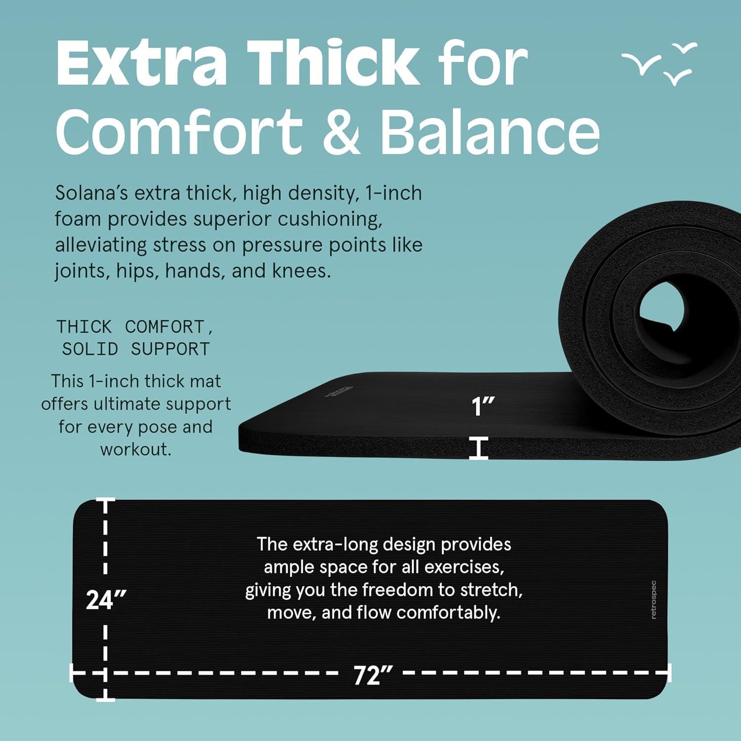 Esterilla de Yoga Retrospec Solana 1" Gruesa Antideslizante