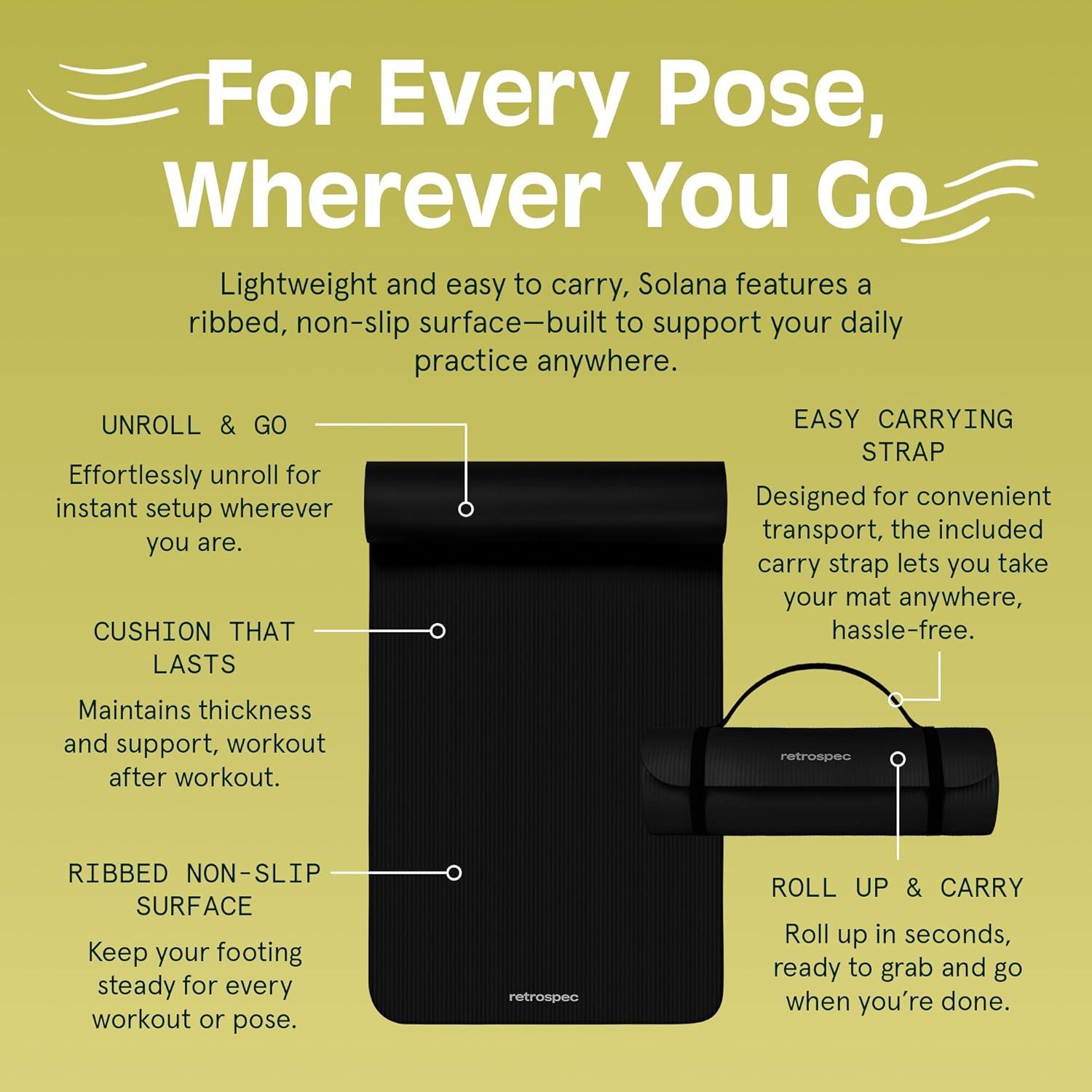 Esterilla de Yoga Retrospec Solana 1" Gruesa Antideslizante