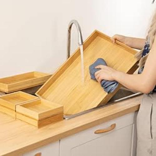 Set de 7 Bandejas de Madera Yangbaga - Multifuncionales y Apilables