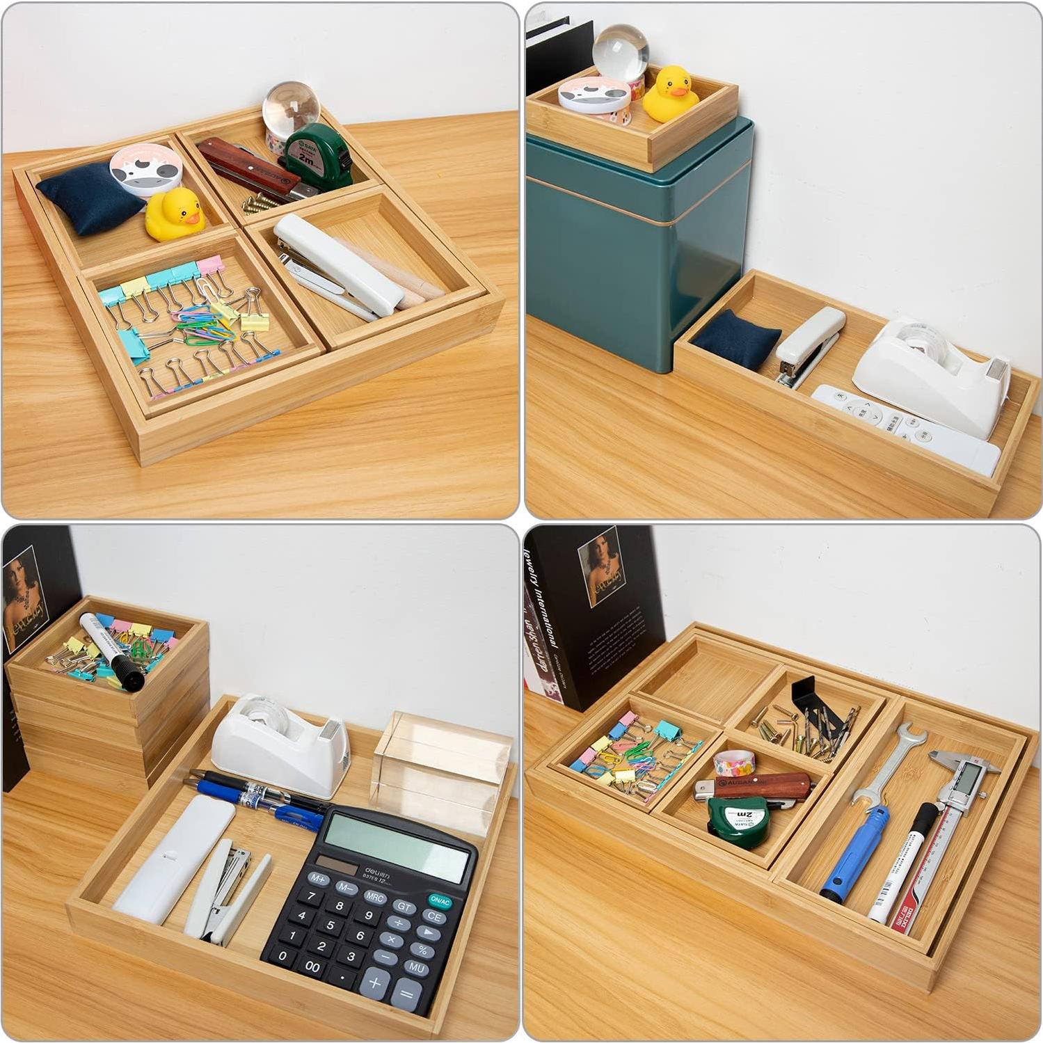 Set de 7 Bandejas de Madera Yangbaga - Multifuncionales y Apilables