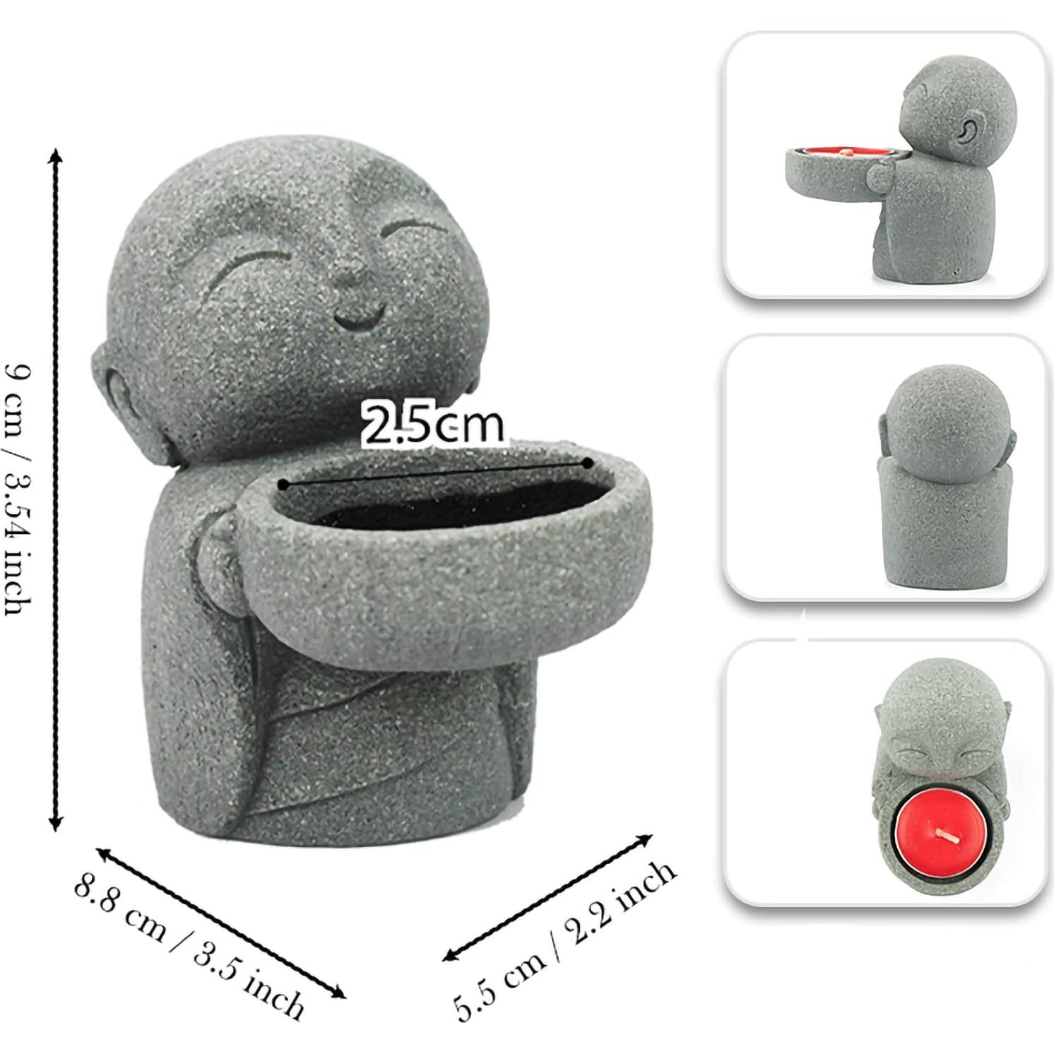 Estatua de Buda Pequeña de Arenisca para Feng Shui 9x8.8 cm