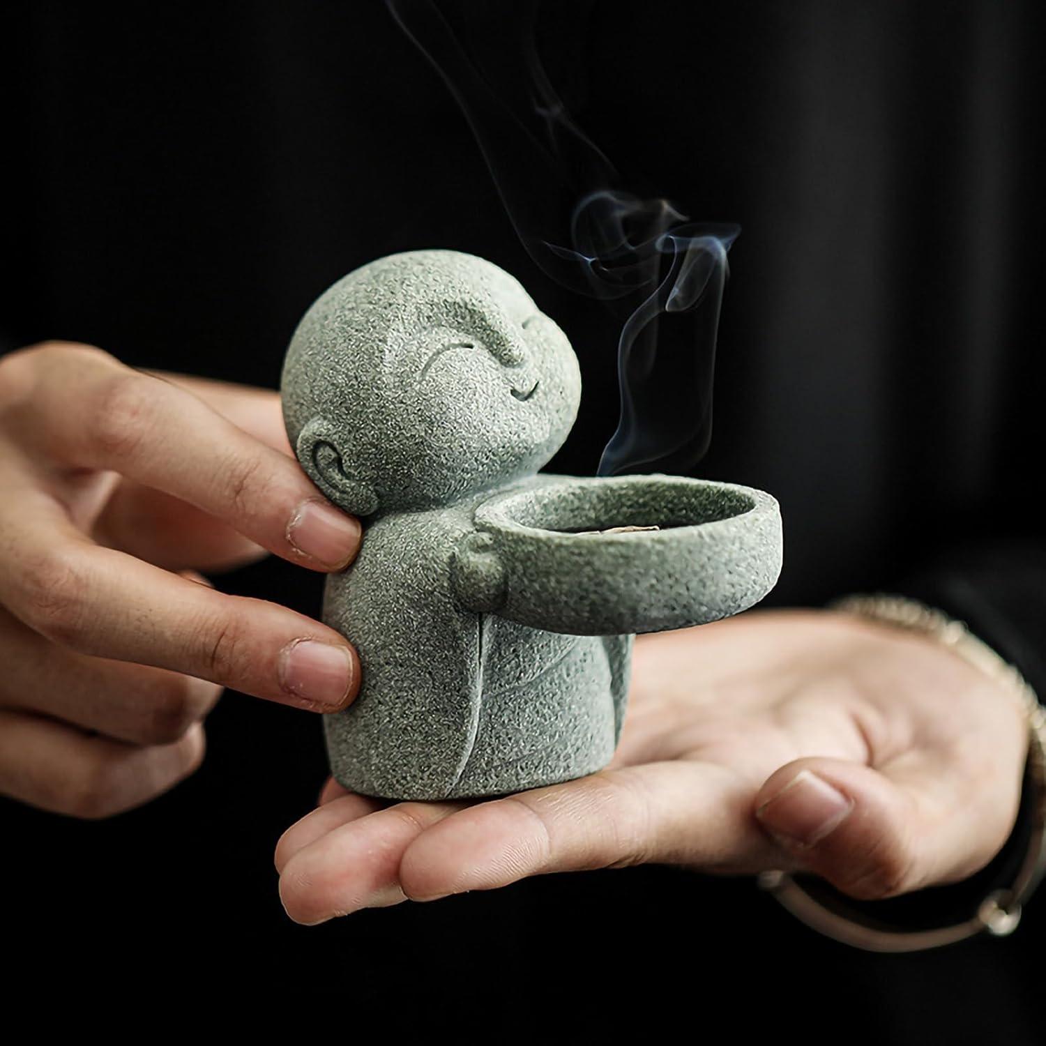 Estatua de Buda Pequeña de Arenisca para Feng Shui 9x8.8 cm