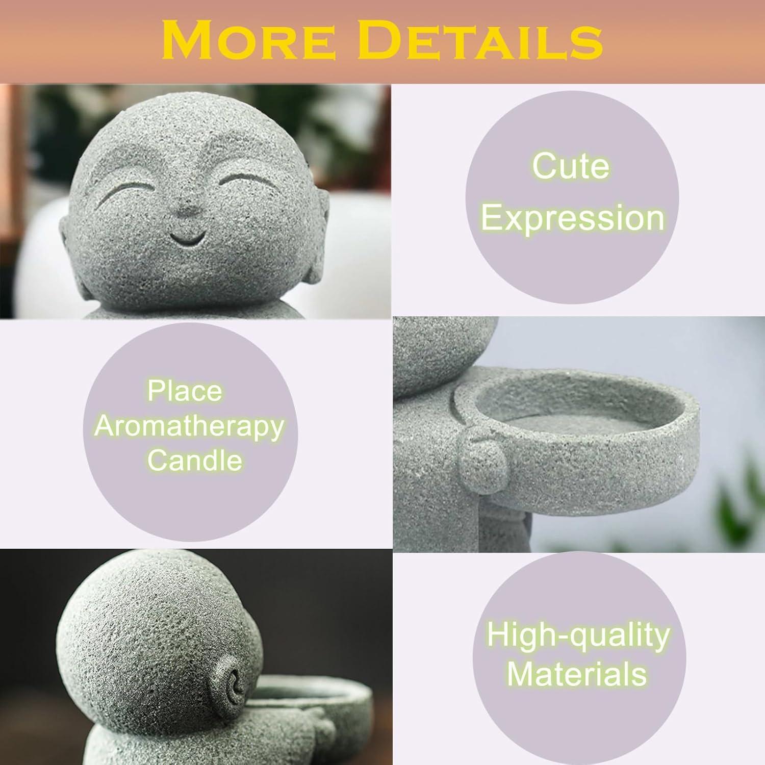 Estatua de Buda Pequeña de Arenisca para Feng Shui 9x8.8 cm