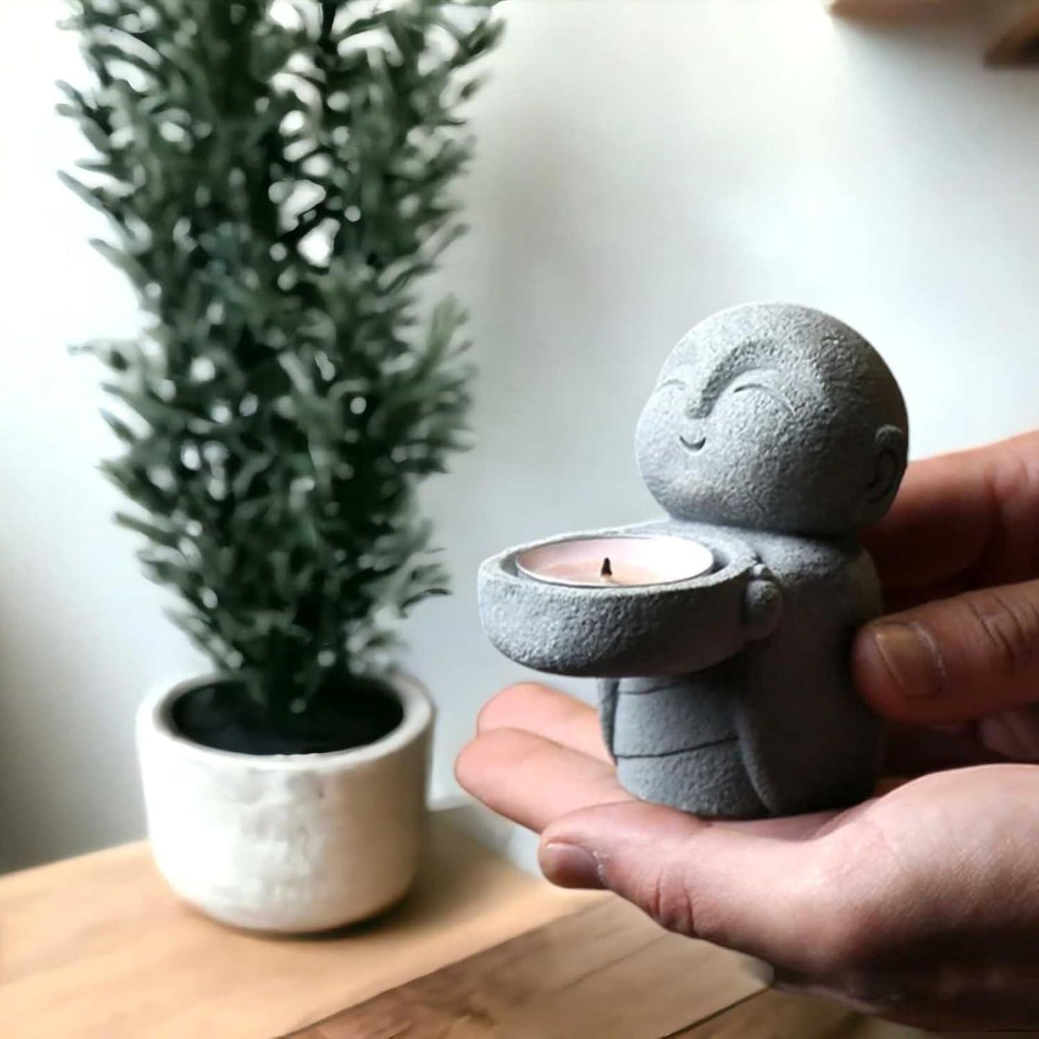 Estatua de Buda Pequeña de Arenisca para Feng Shui 9x8.8 cm