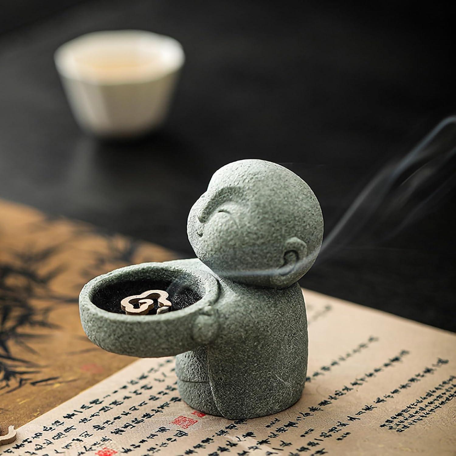 Estatua de Buda Pequeña de Arenisca para Feng Shui 9x8.8 cm