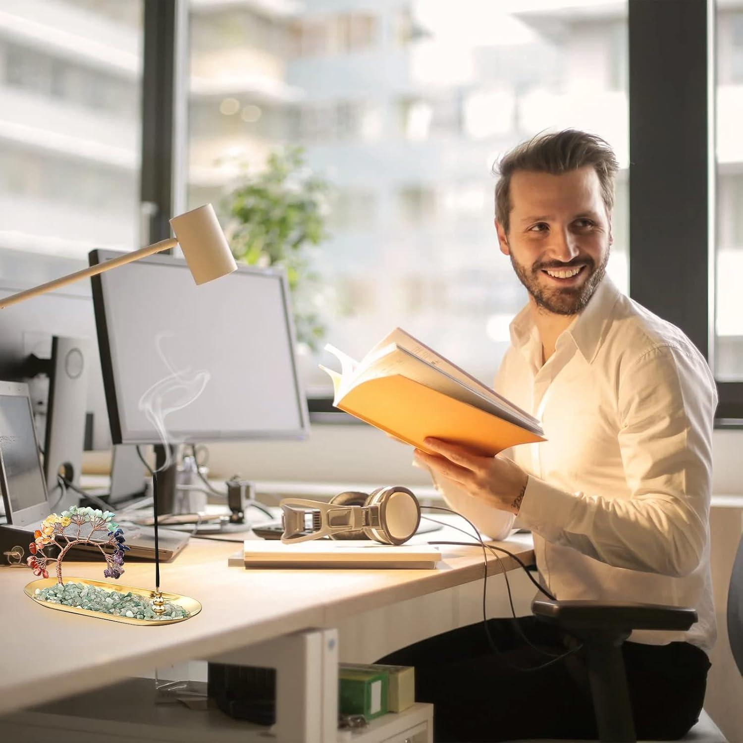 Soporte de Incienso CYYKDA 7 Chakras Cristal Natural