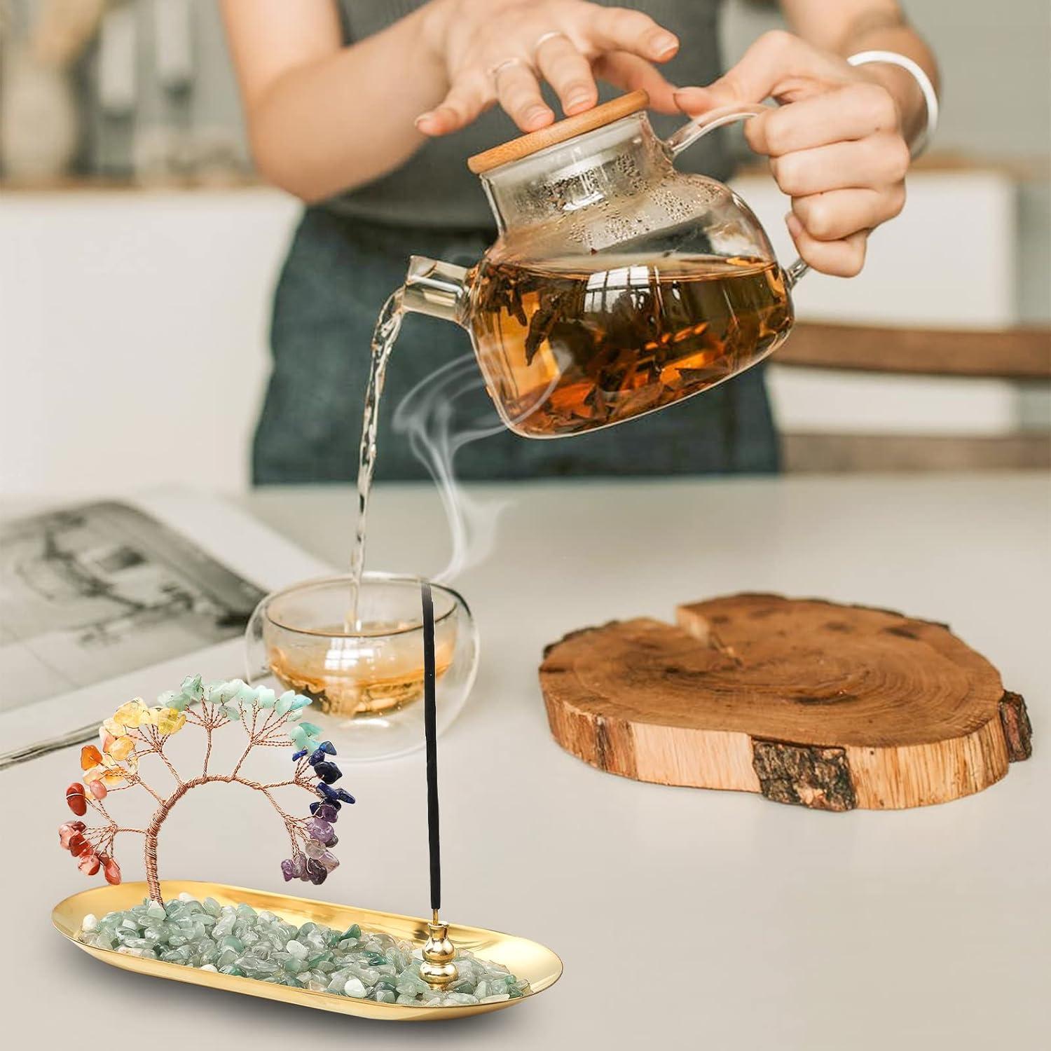 Soporte de Incienso CYYKDA 7 Chakras Cristal Natural