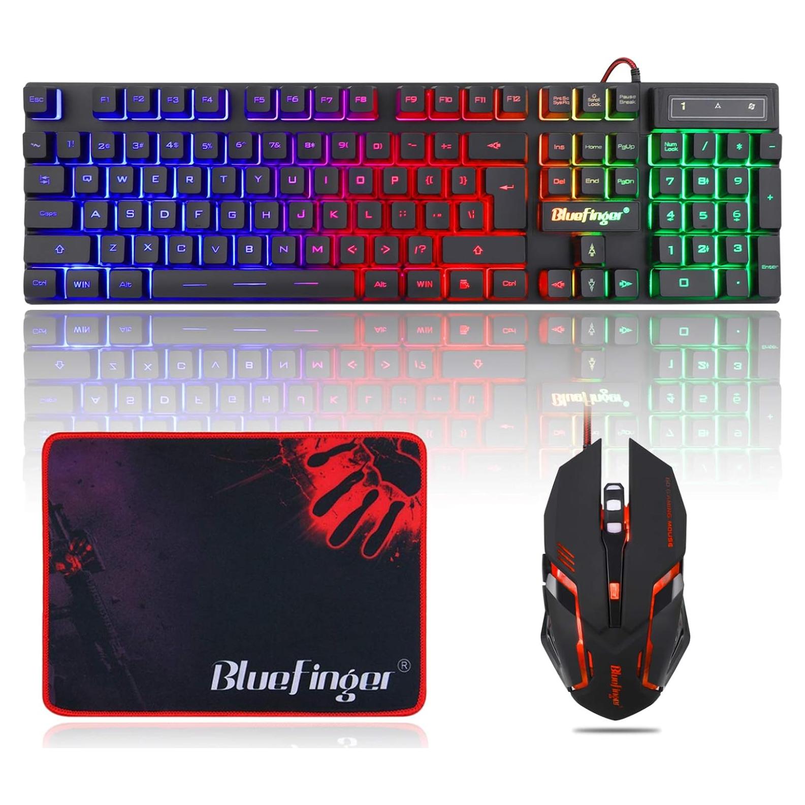 Combo Teclado Gaming RGB BlueFinger + Ratón LED USB