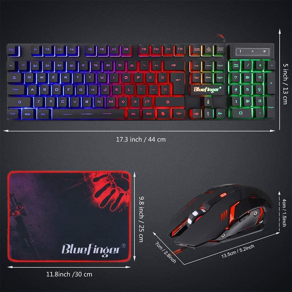 Combo Teclado Gaming RGB BlueFinger + Ratón LED USB