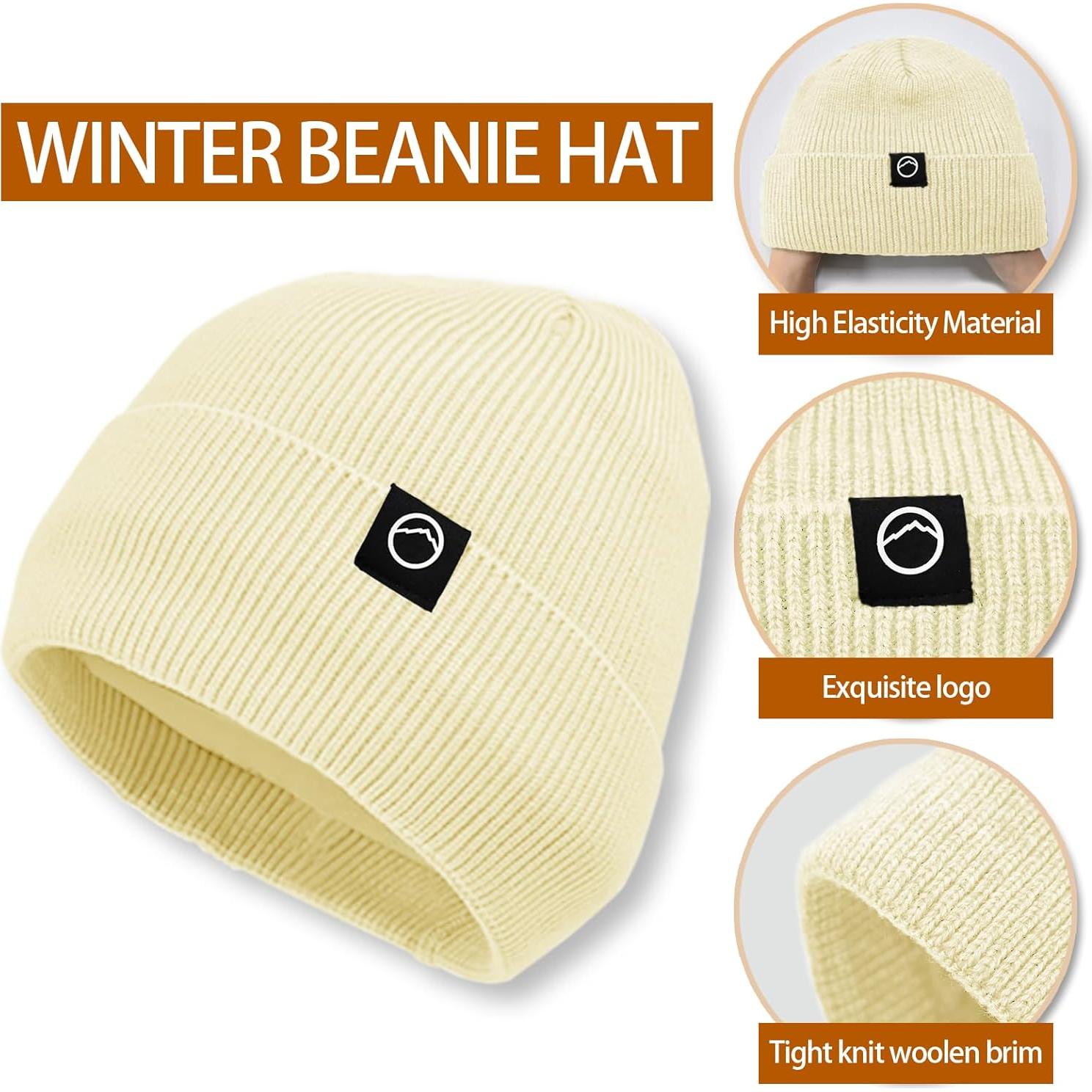 Conjunto de gorro y bufanda de invierno unisex beige