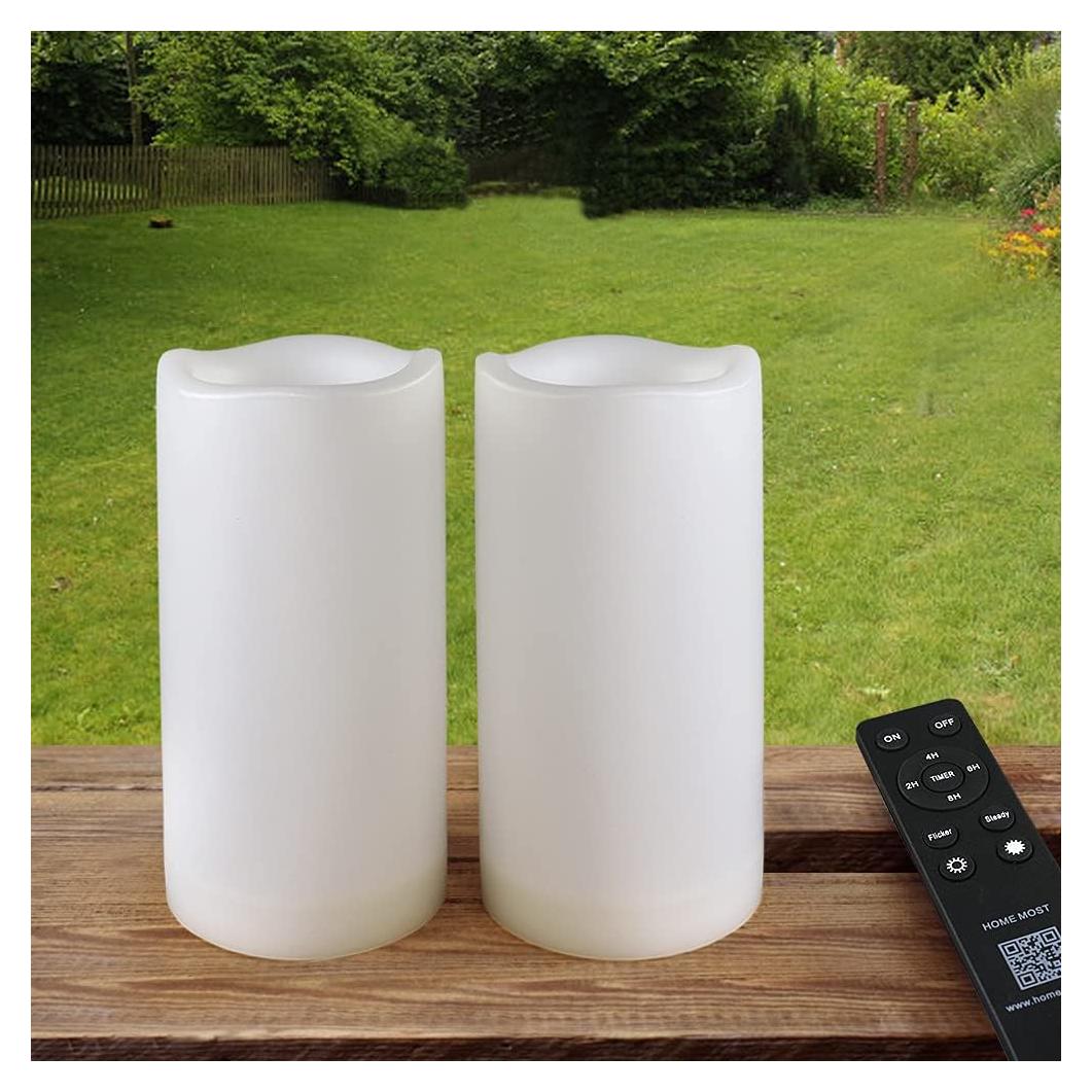 Paquete de 2 Velas de Pilar LED Blancas 3x15 cm IP65